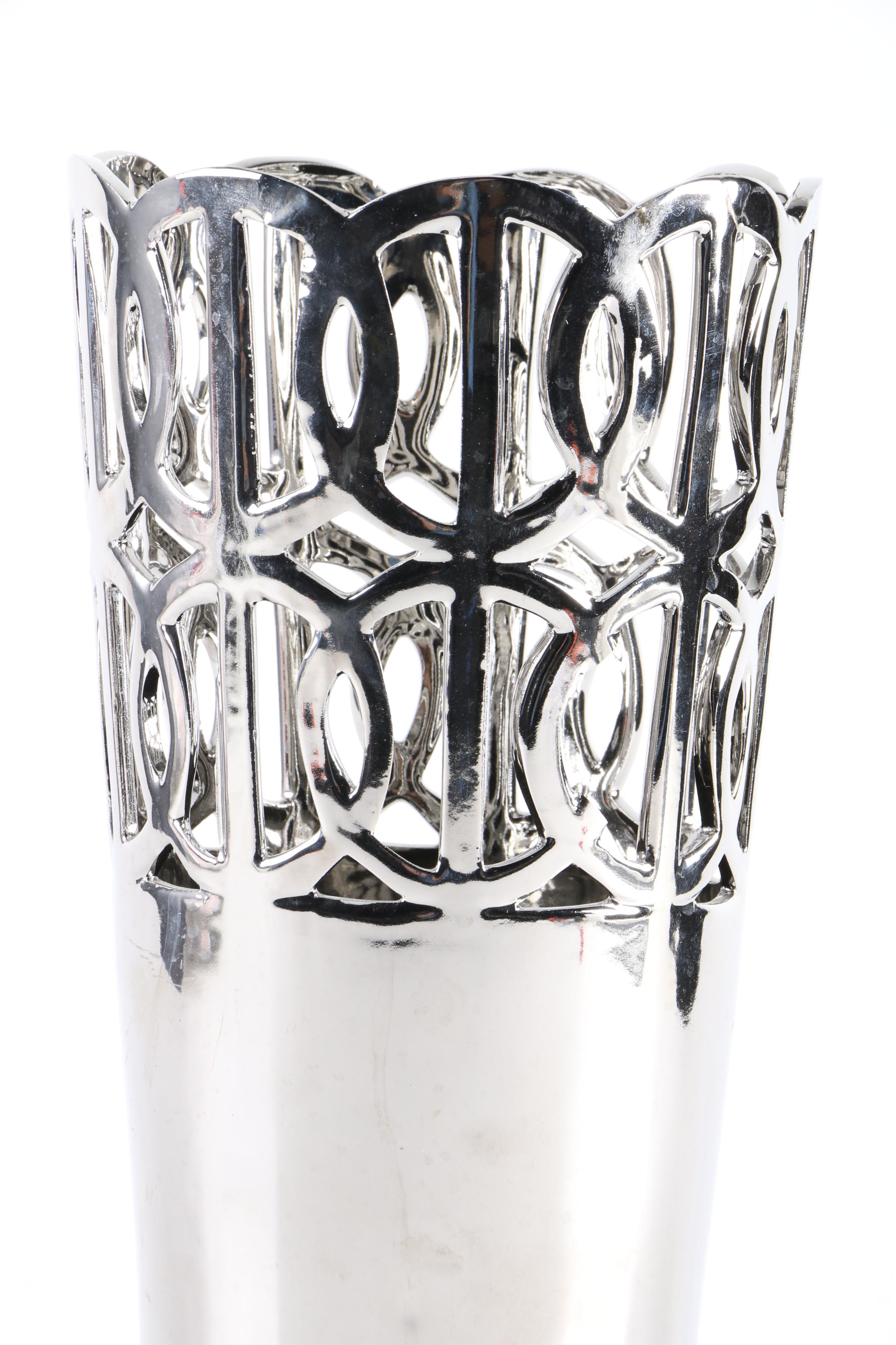 Three Hands Corp. Chrome Finished Vase