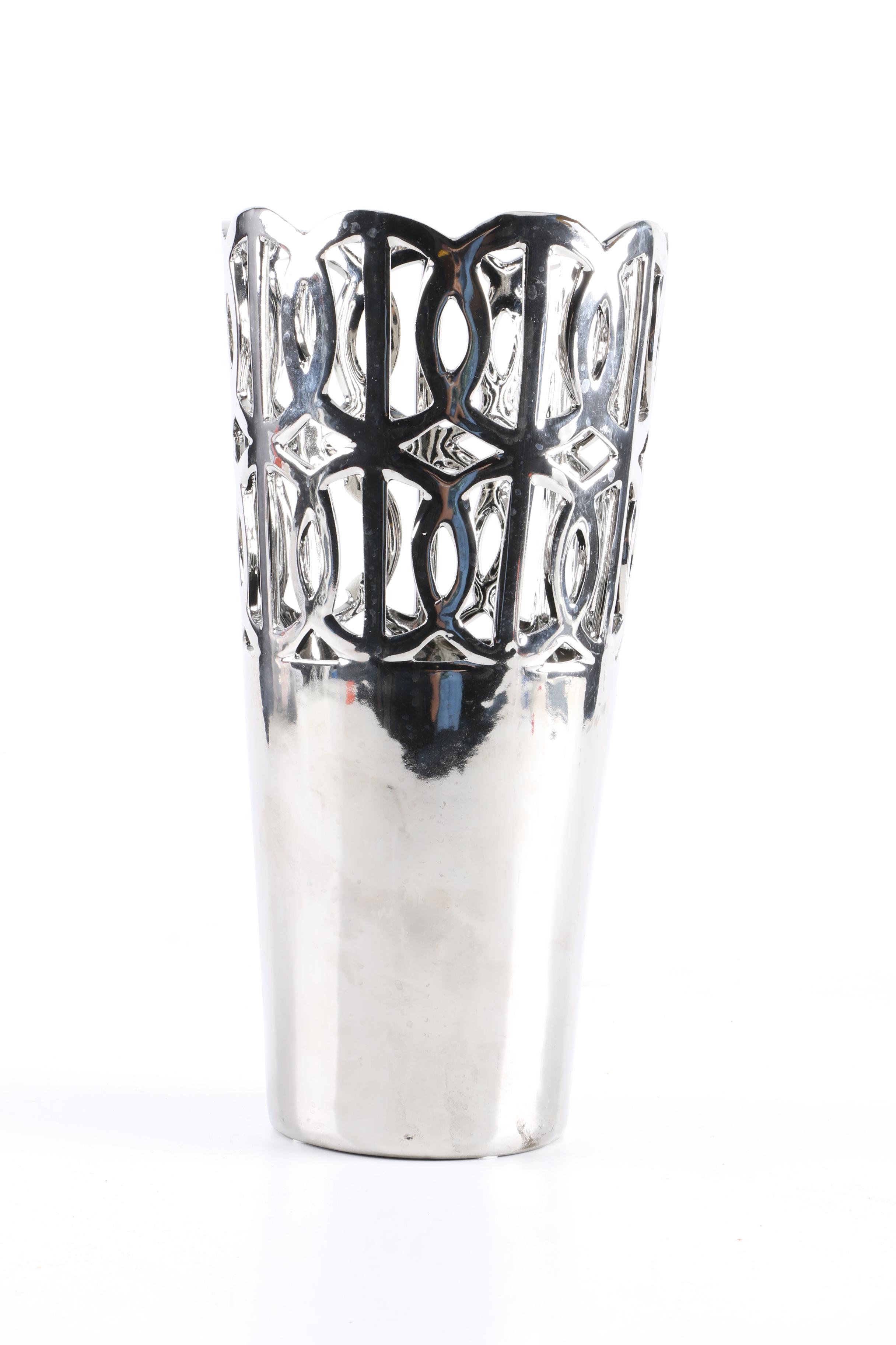 Three Hands Corp. Chrome Finished Vase