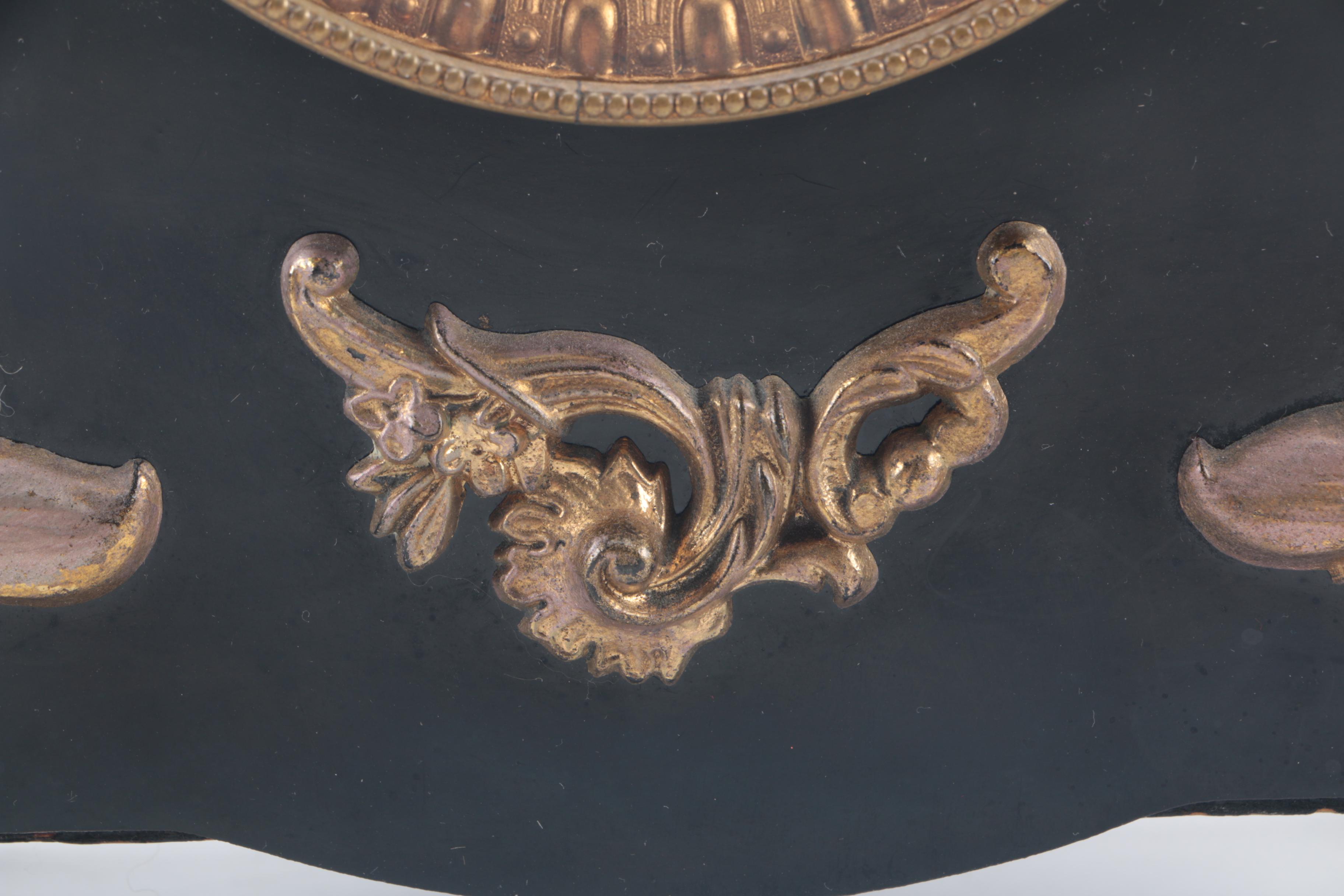 Vintage Black Lacquered Mantel Clock by Ansonia