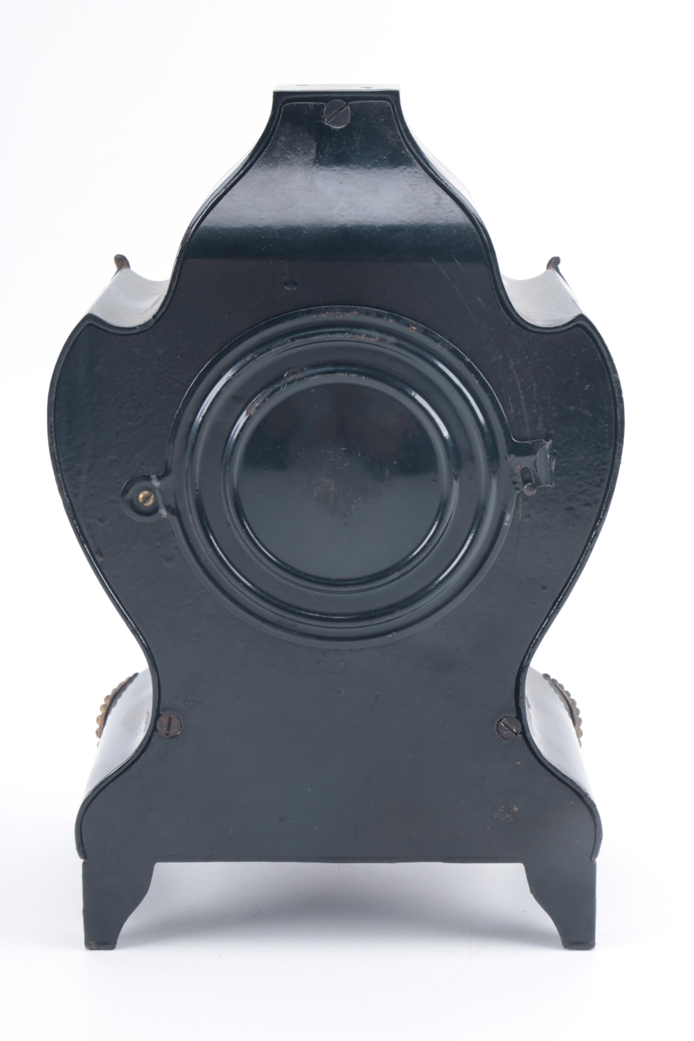 Vintage Black Lacquered Mantel Clock by Ansonia