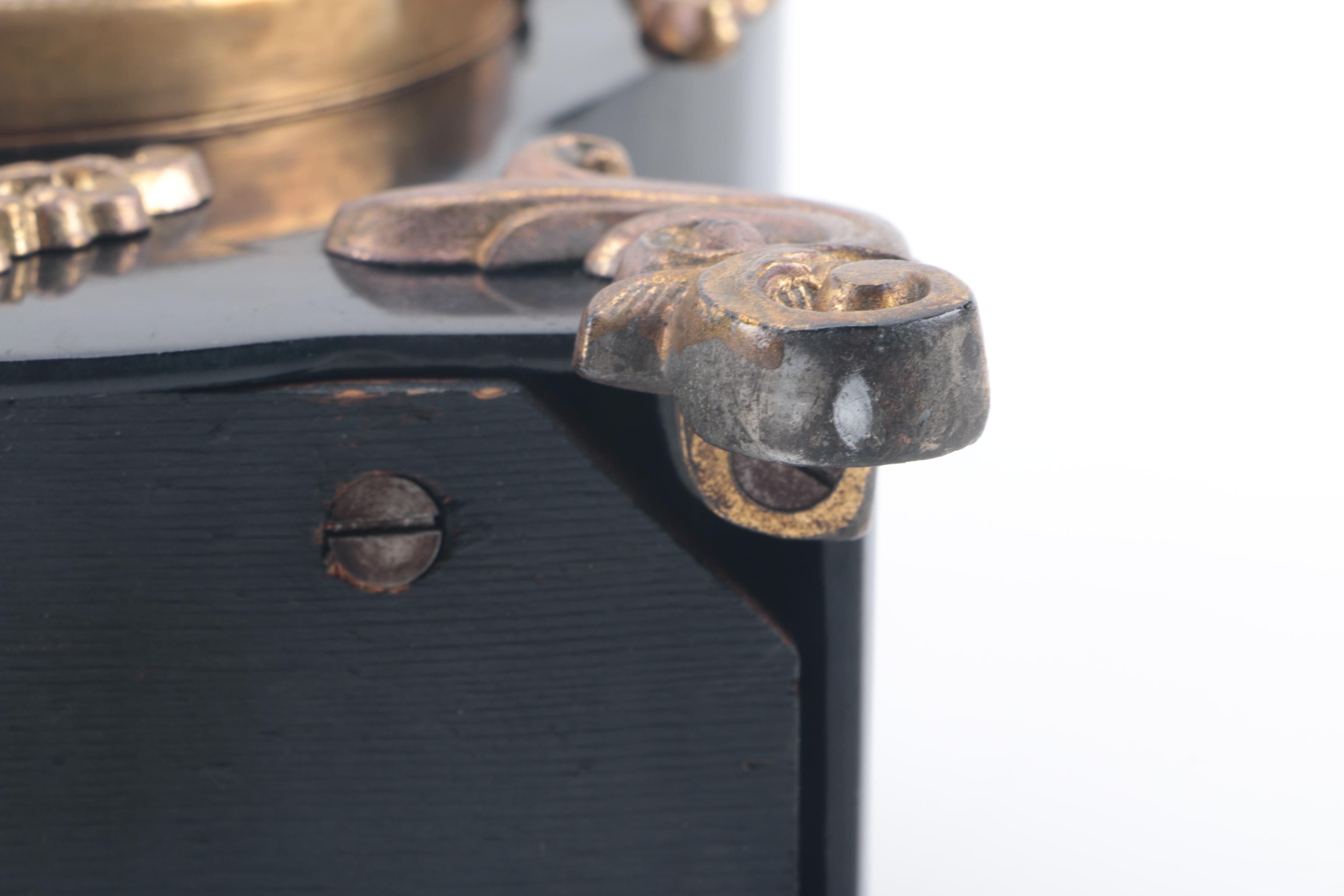 Vintage Black Lacquered Mantel Clock by Ansonia