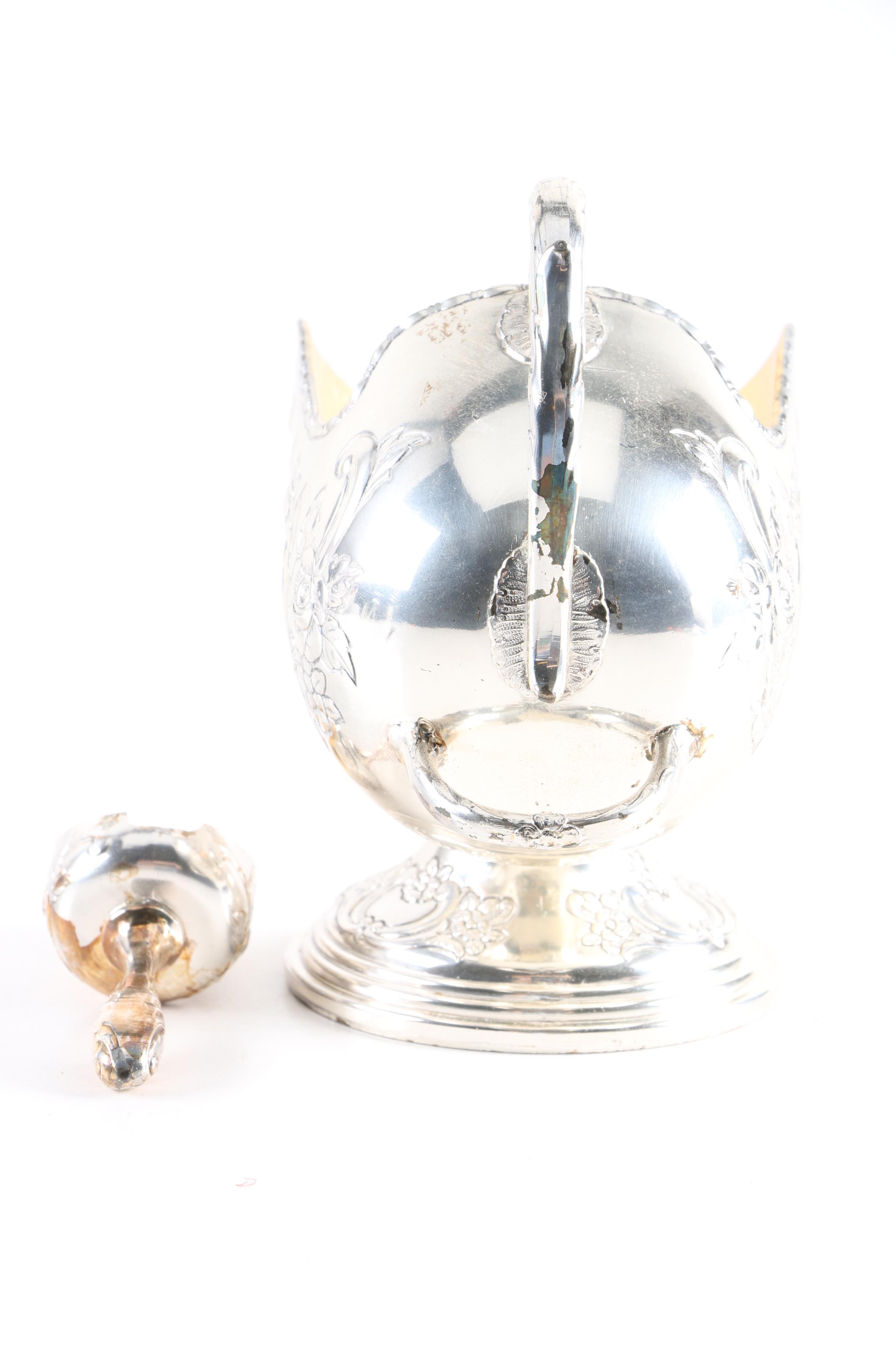 Raimond Silver Plate Sugar Scuttle and Scoop with Gold-Washed Interiors