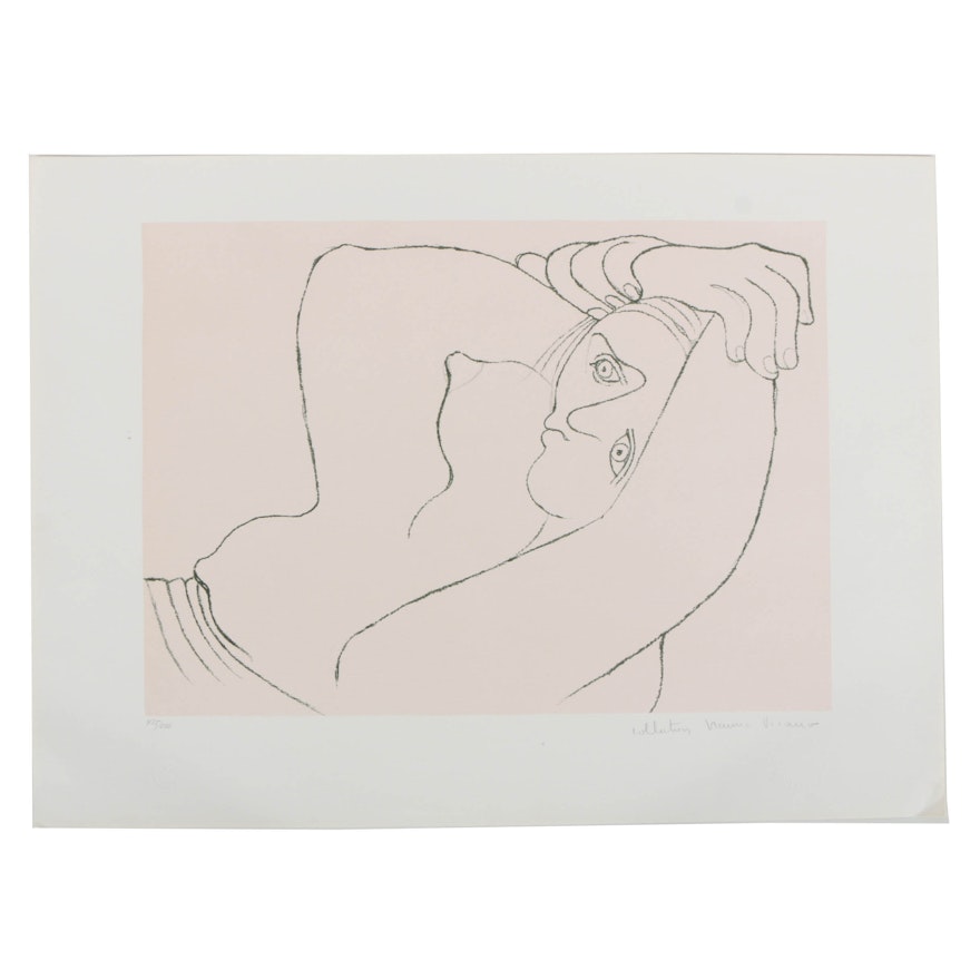 Reproduction After Pablo Picasso Lithograph on Paper "Femme Couchee"