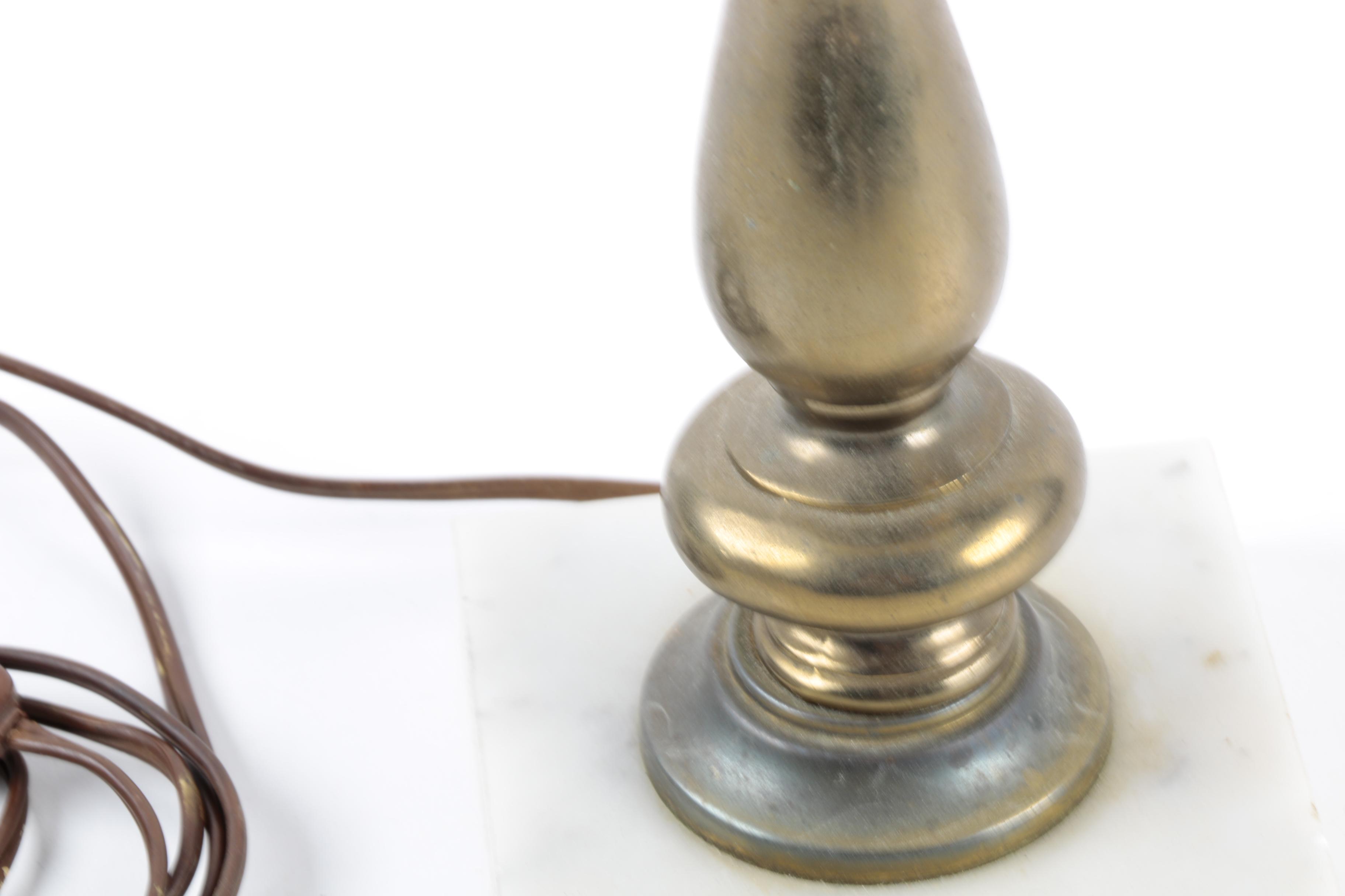 Antiqued Brass and Cranberry Glass Lamp