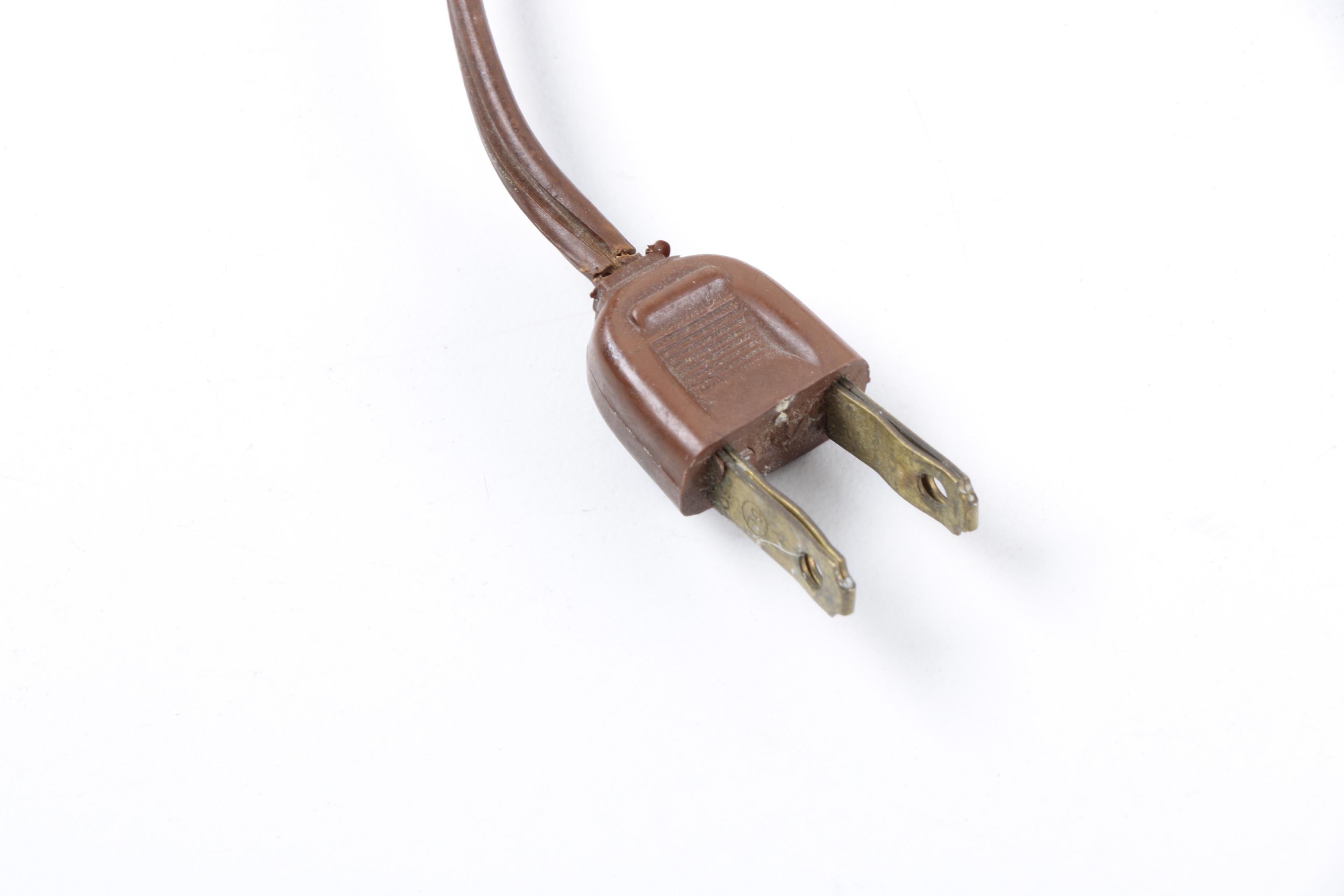 Antiqued Brass and Cranberry Glass Lamp