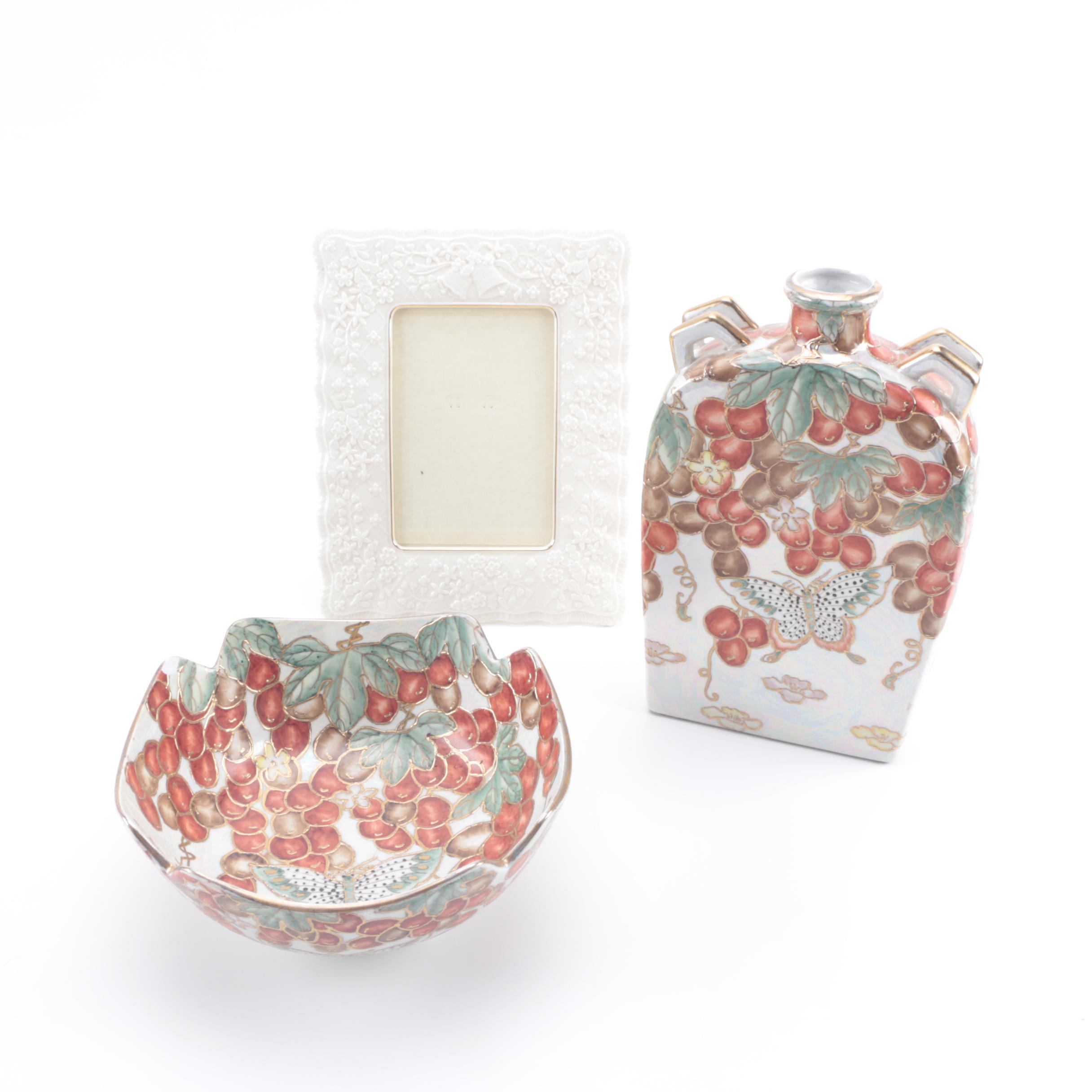 Matching Porcelain Vase and Plate with Lenox Picture Frame