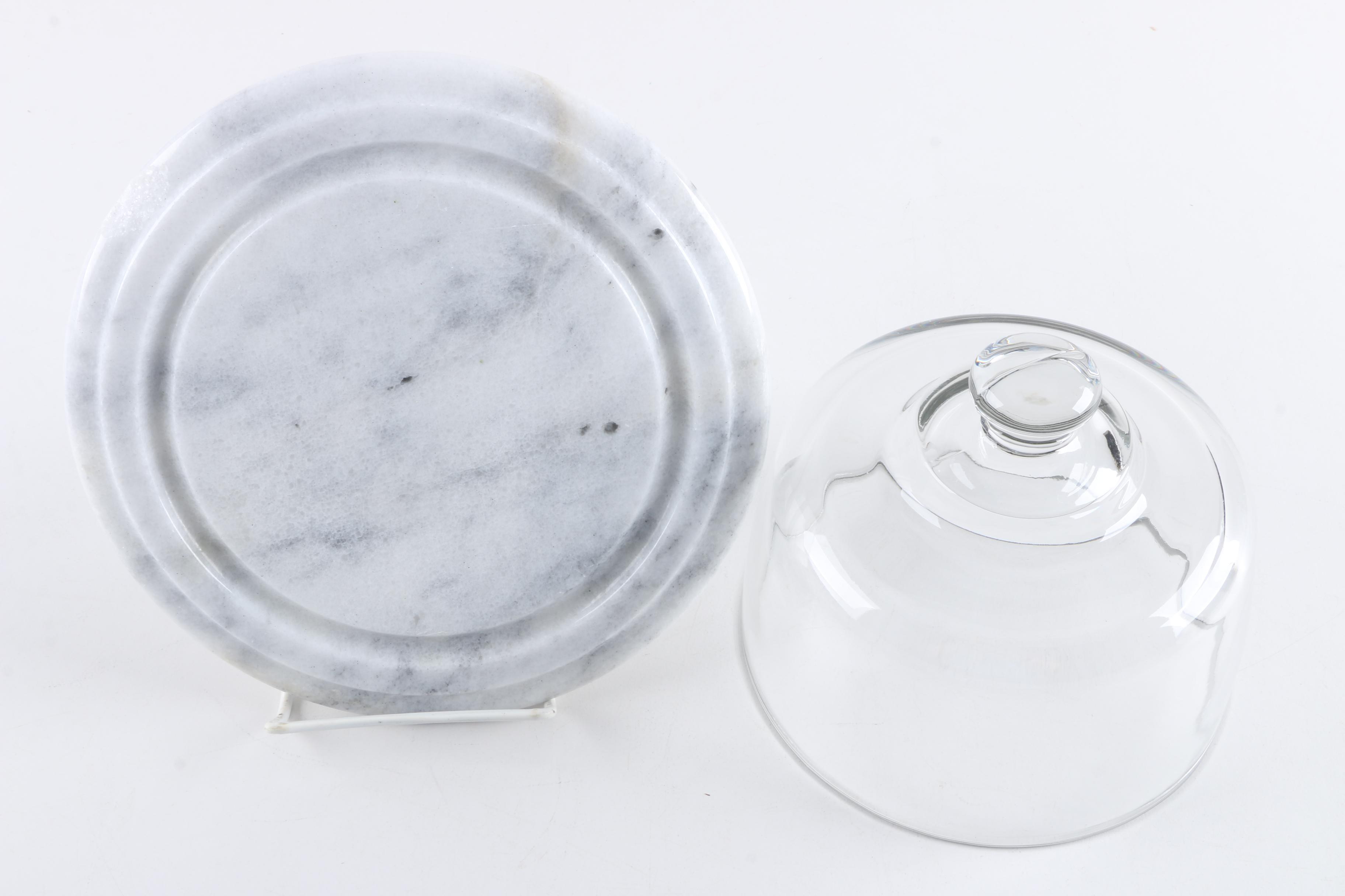Glass Cheese Dome with Marble Base