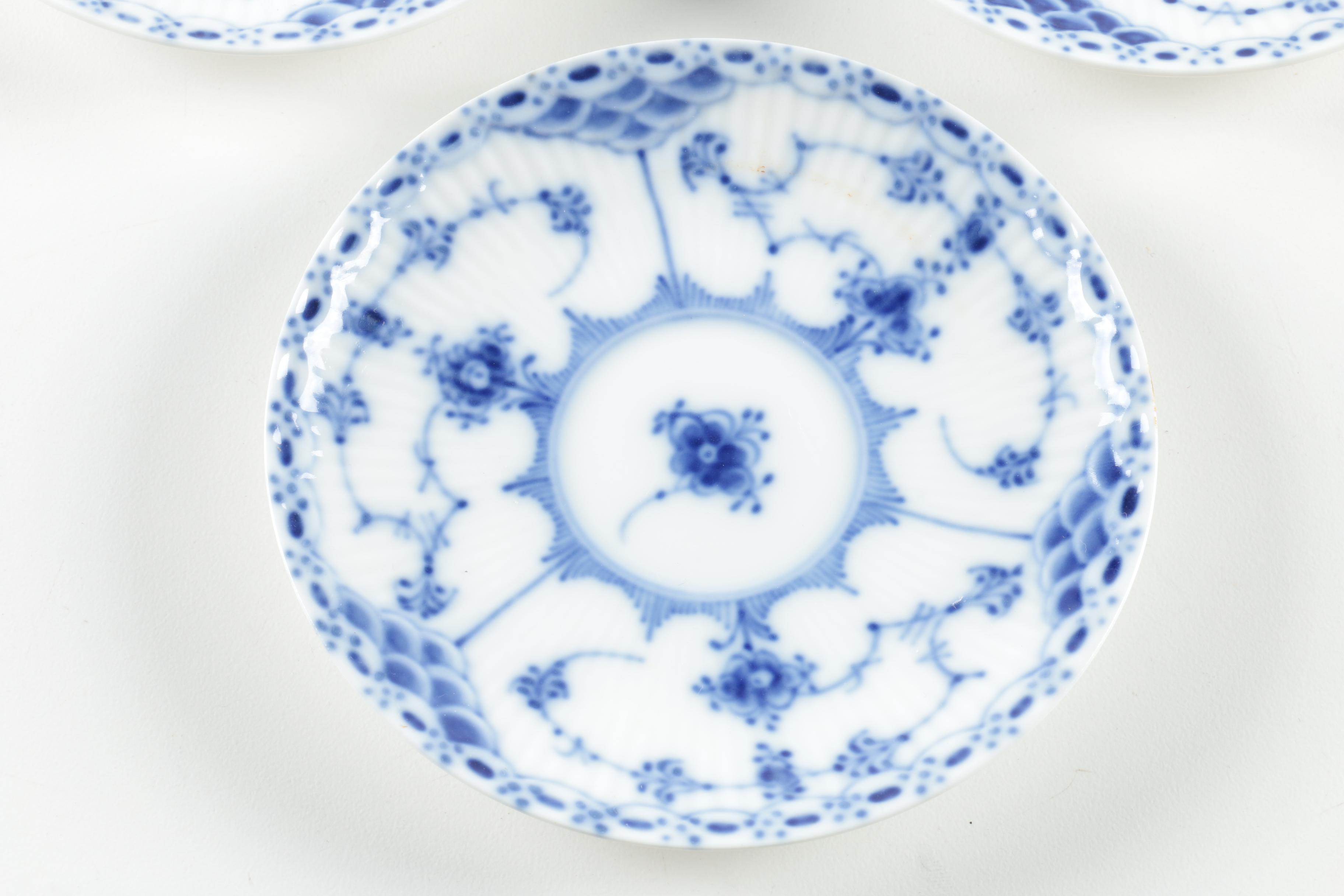 Royal Copenhagen "Blue Fluted" Porcelain Teacups and Saucers