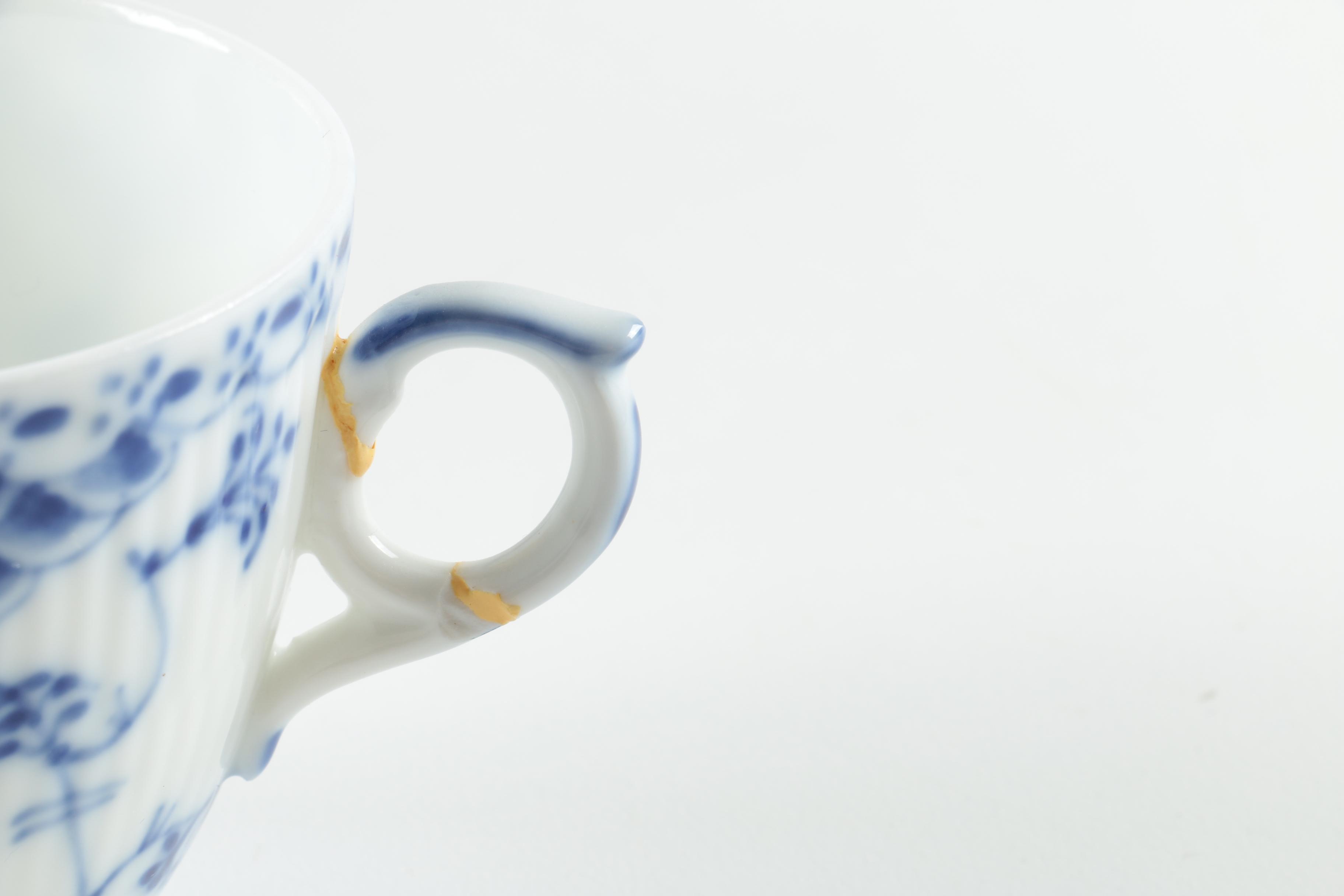 Royal Copenhagen "Blue Fluted" Porcelain Teacups and Saucers