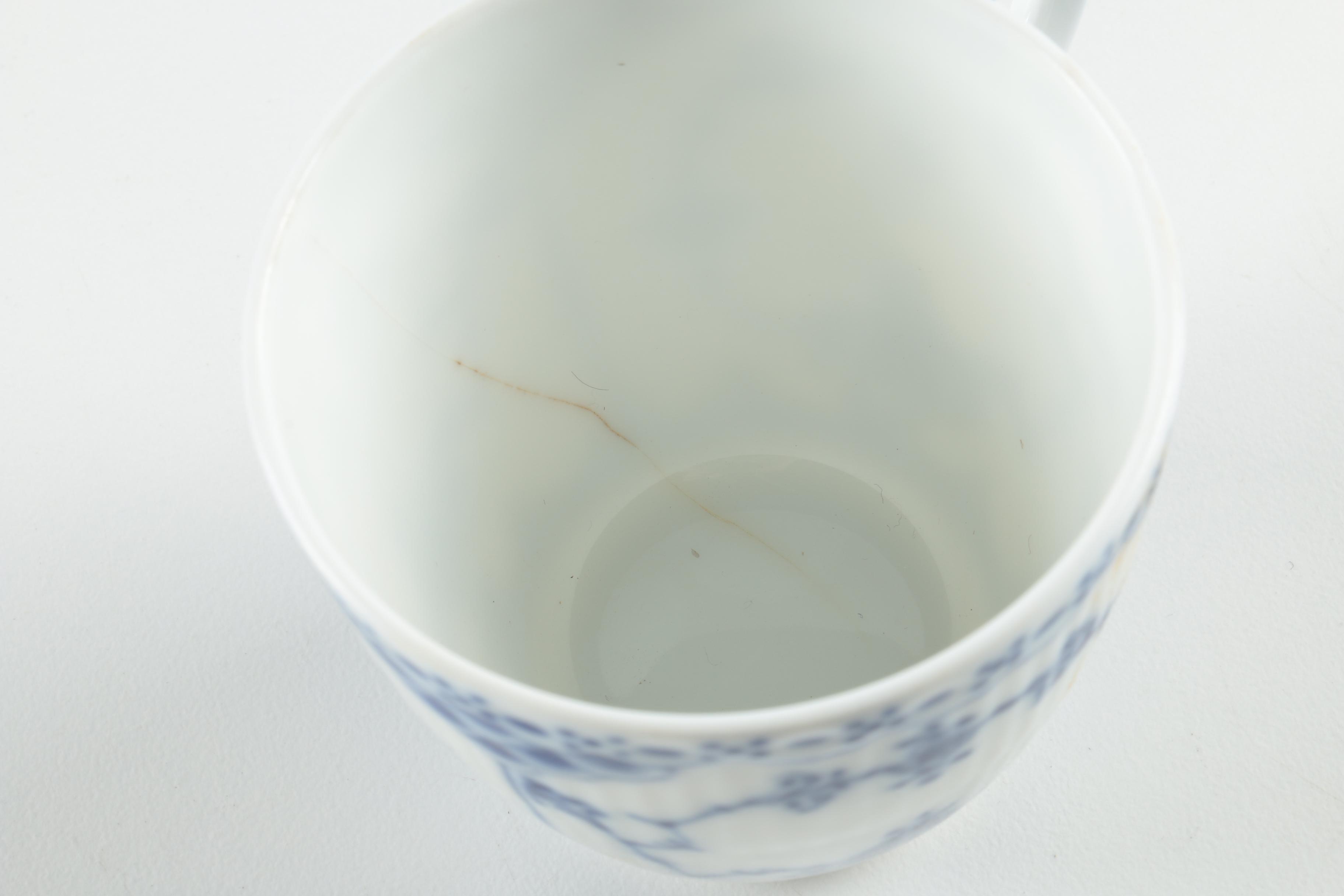 Royal Copenhagen "Blue Fluted" Porcelain Teacups and Saucers