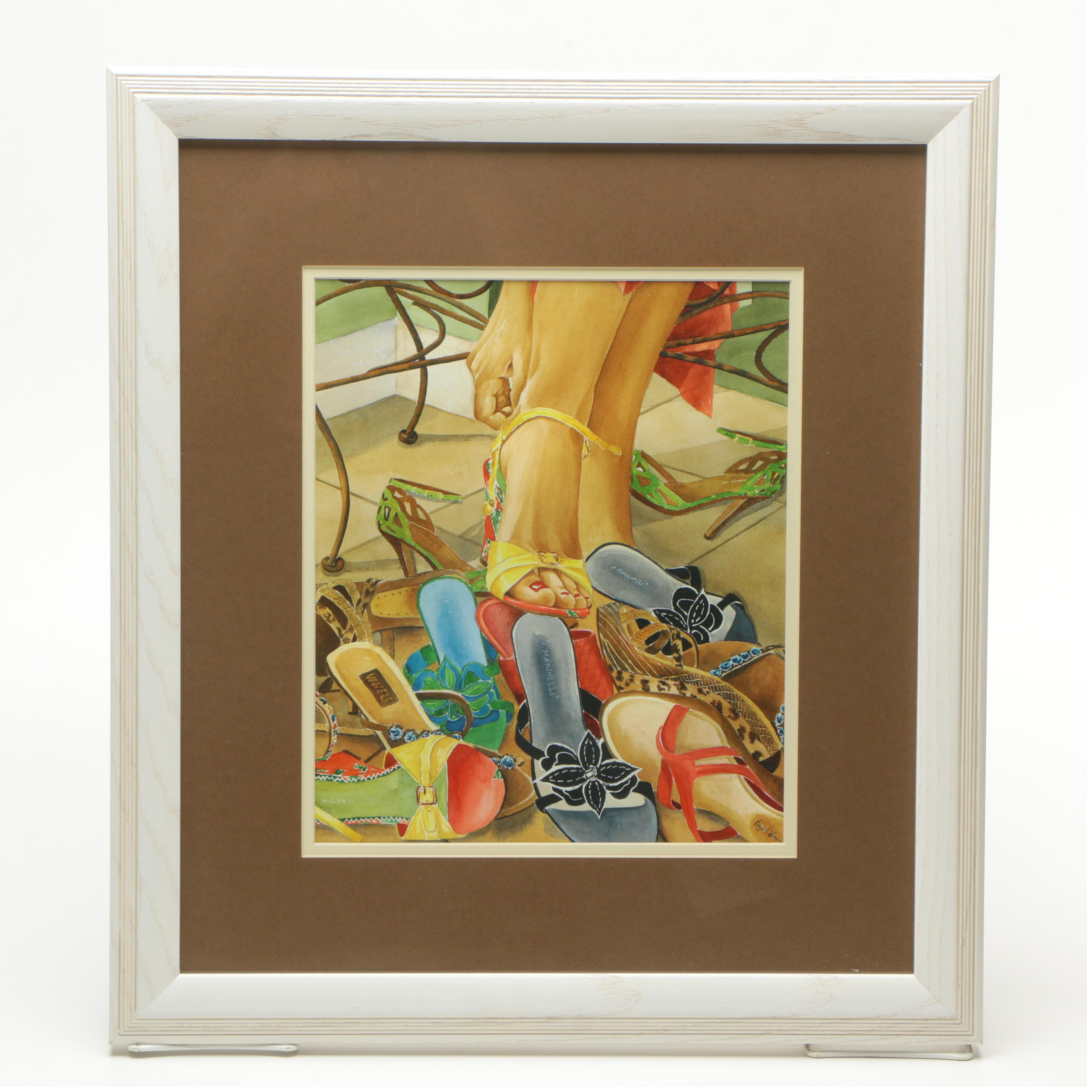 Offset Lithograph After Karen Seamon Watercolor Painting