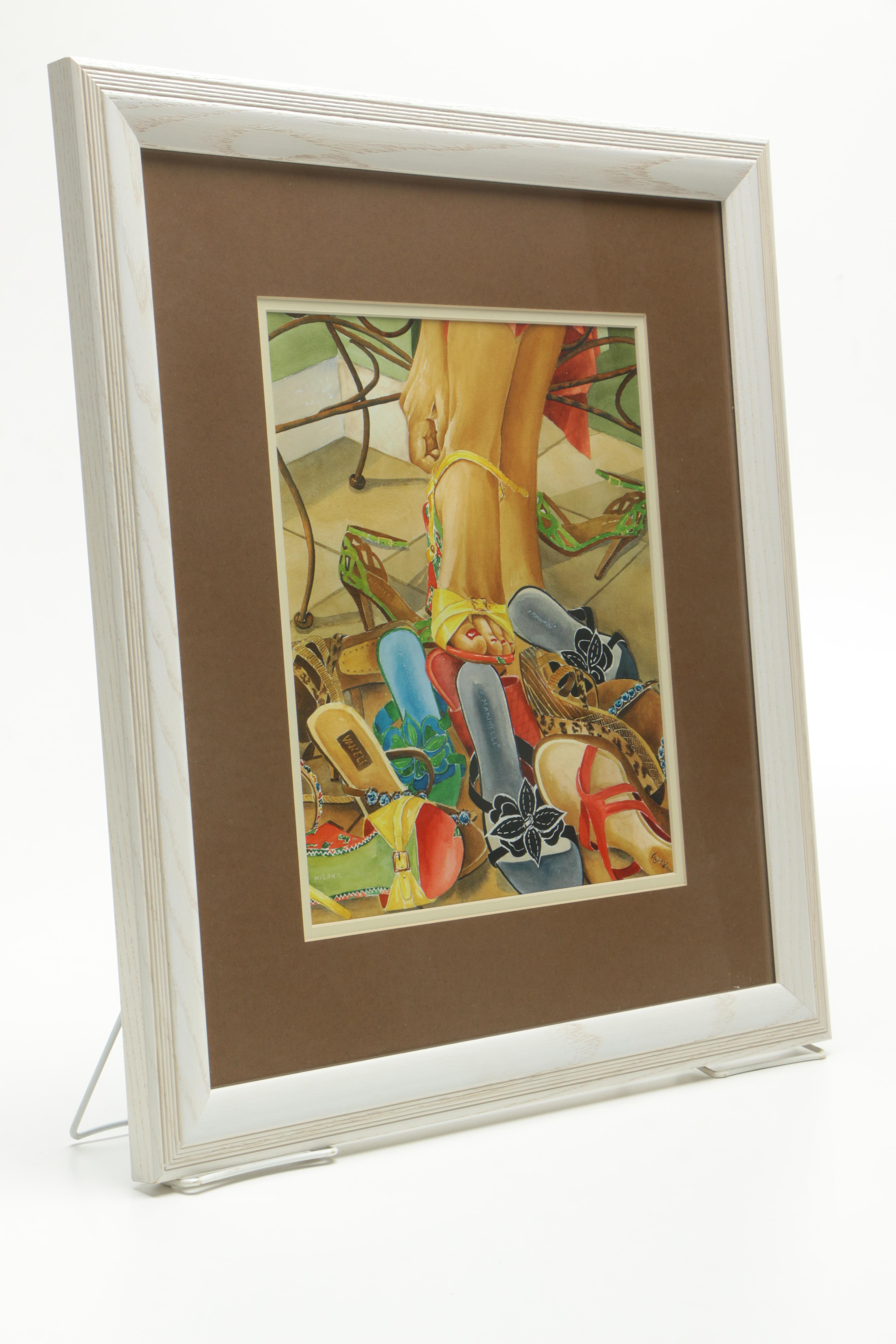 Offset Lithograph After Karen Seamon Watercolor Painting