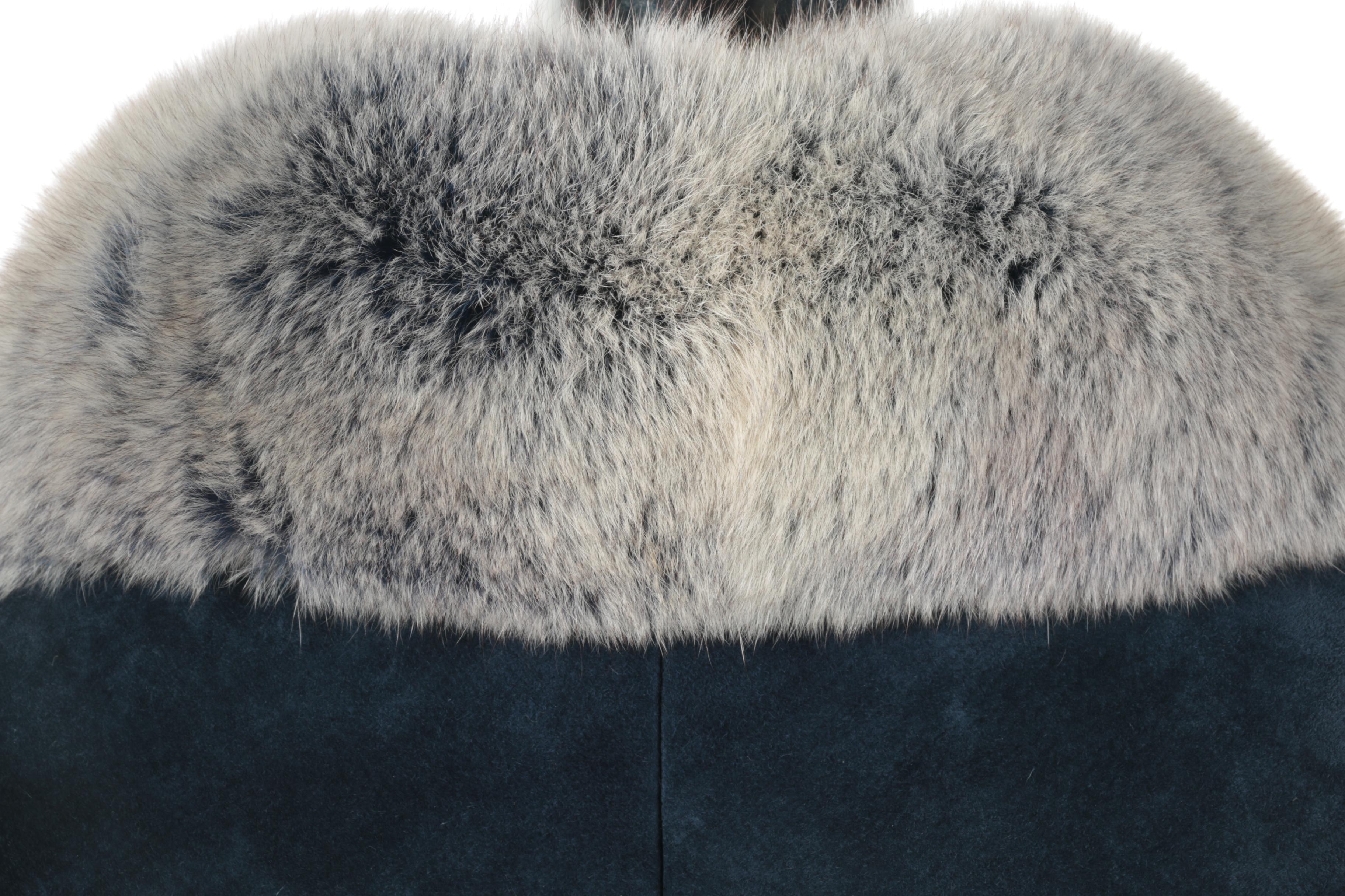 Shearling and Dyed Fox Fur Coat by Zishan Leather