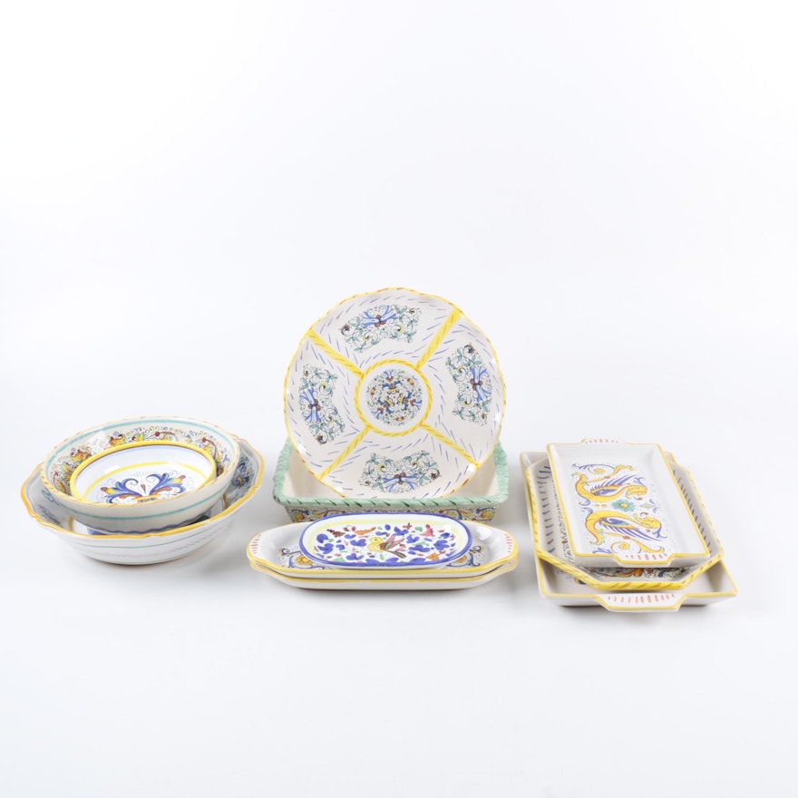 Italian Hand-Painted Serveware with Dishes