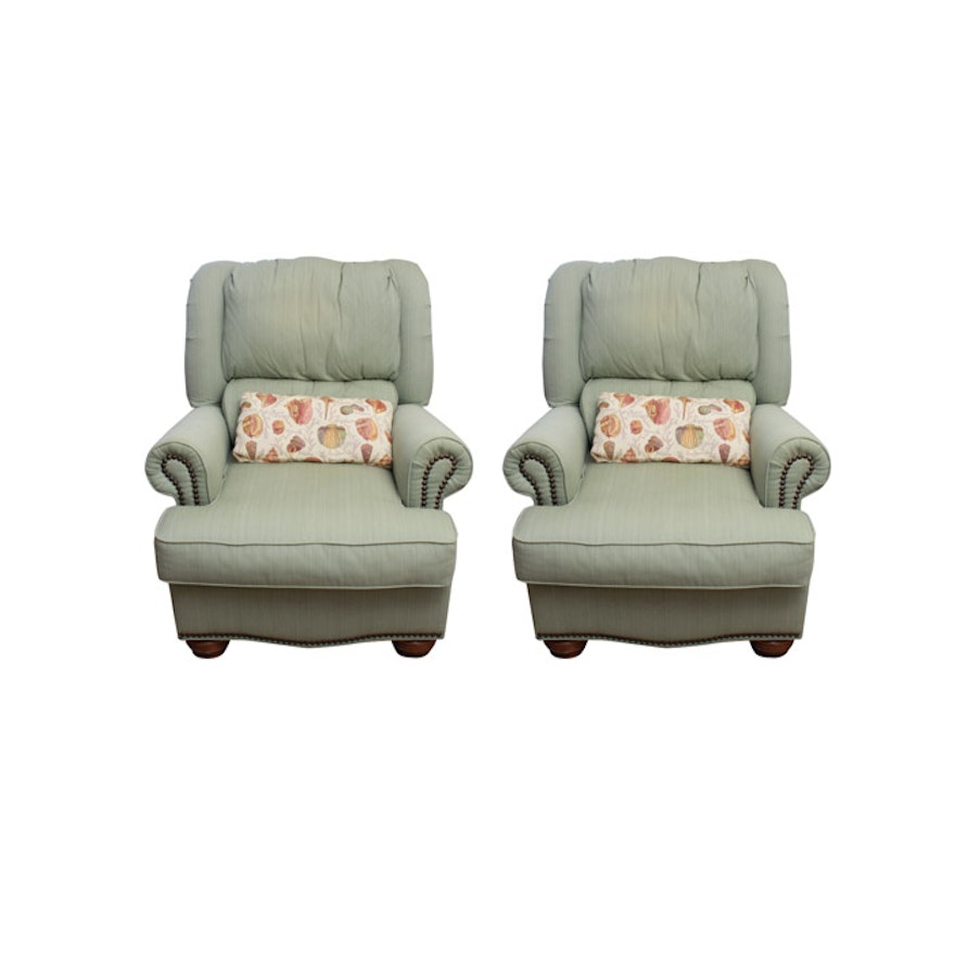 Norwalk Furniture Green-Upholstered Armchairs