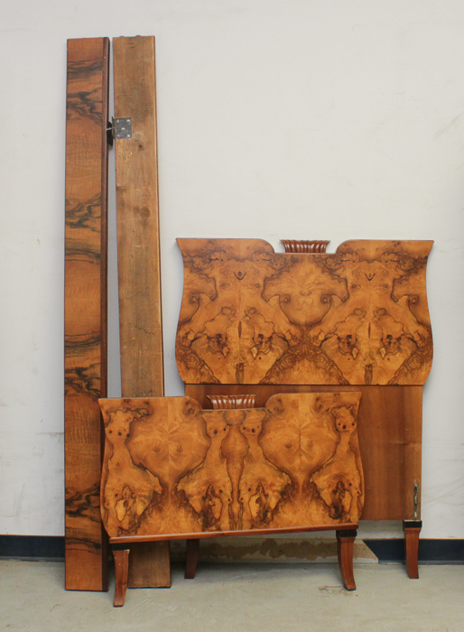 Vintage Art Deco Circassian Walnut Twin Size Bed Frame