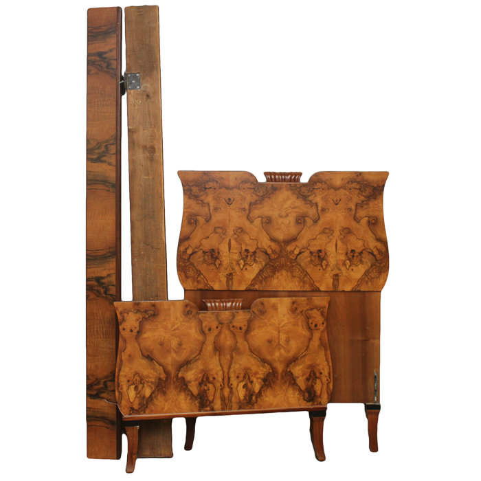 Vintage Art Deco Circassian Walnut Twin Size Bed Frame