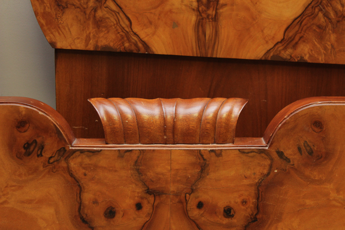 Vintage Art Deco Circassian Walnut Twin Size Bed Frame