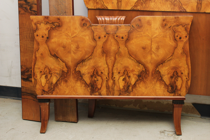 Vintage Art Deco Circassian Walnut Twin Size Bed Frame