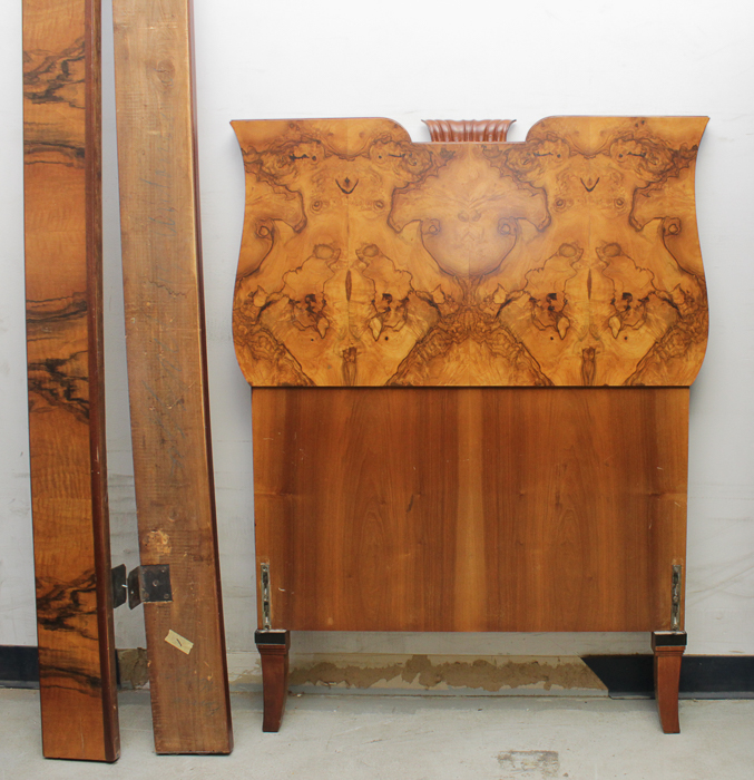 Vintage Art Deco Circassian Walnut Twin Size Bed Frame