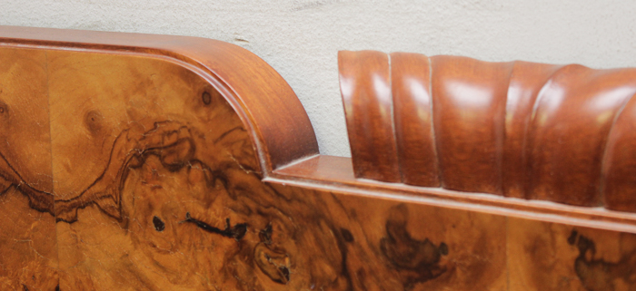 Vintage Art Deco Circassian Walnut Twin Size Bed Frame