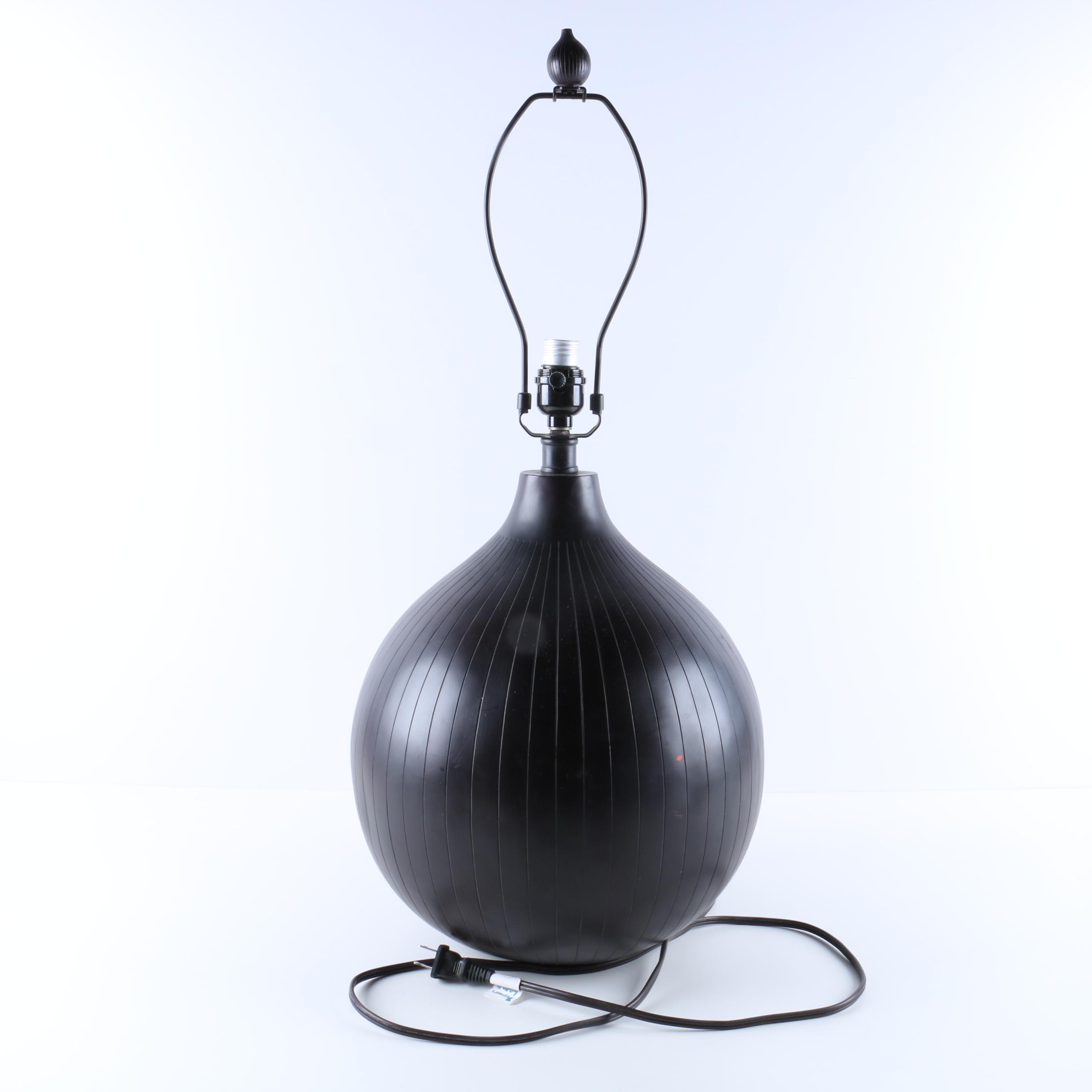 Black Orb Wood Table Lamp