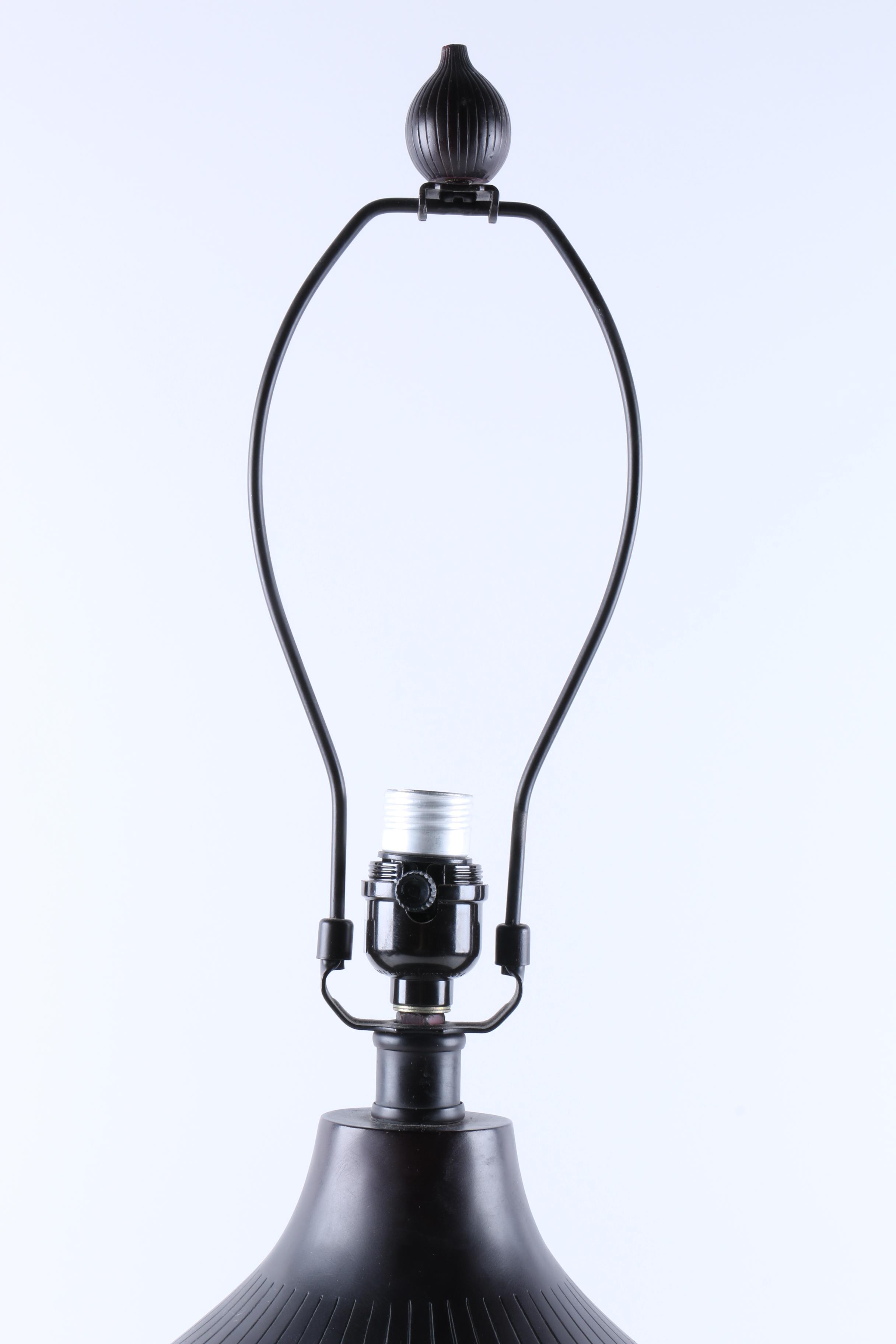 Black Orb Wood Table Lamp