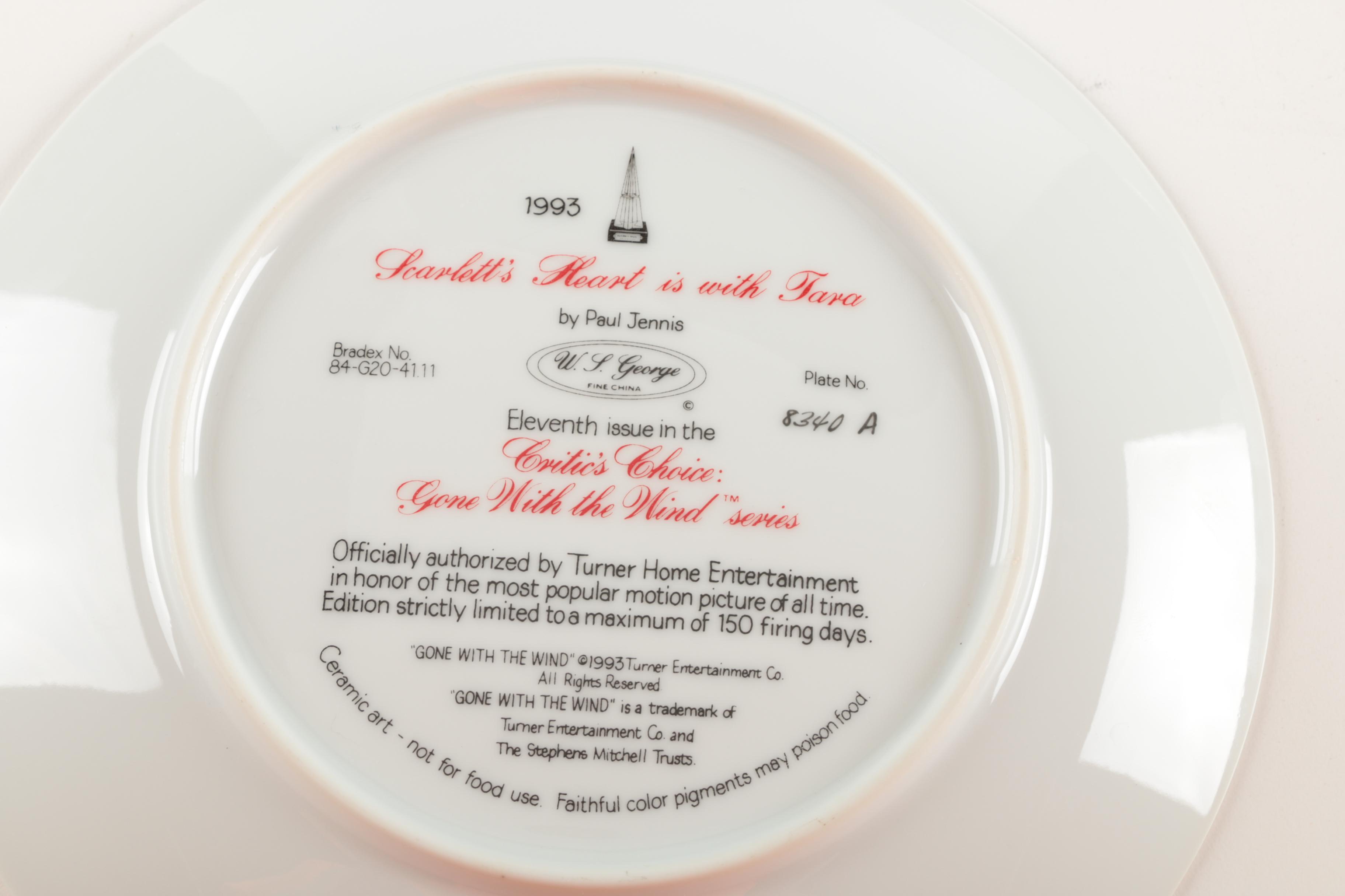 W.S. George "Gone With the Wind" Limited Edition Commemorative Plates