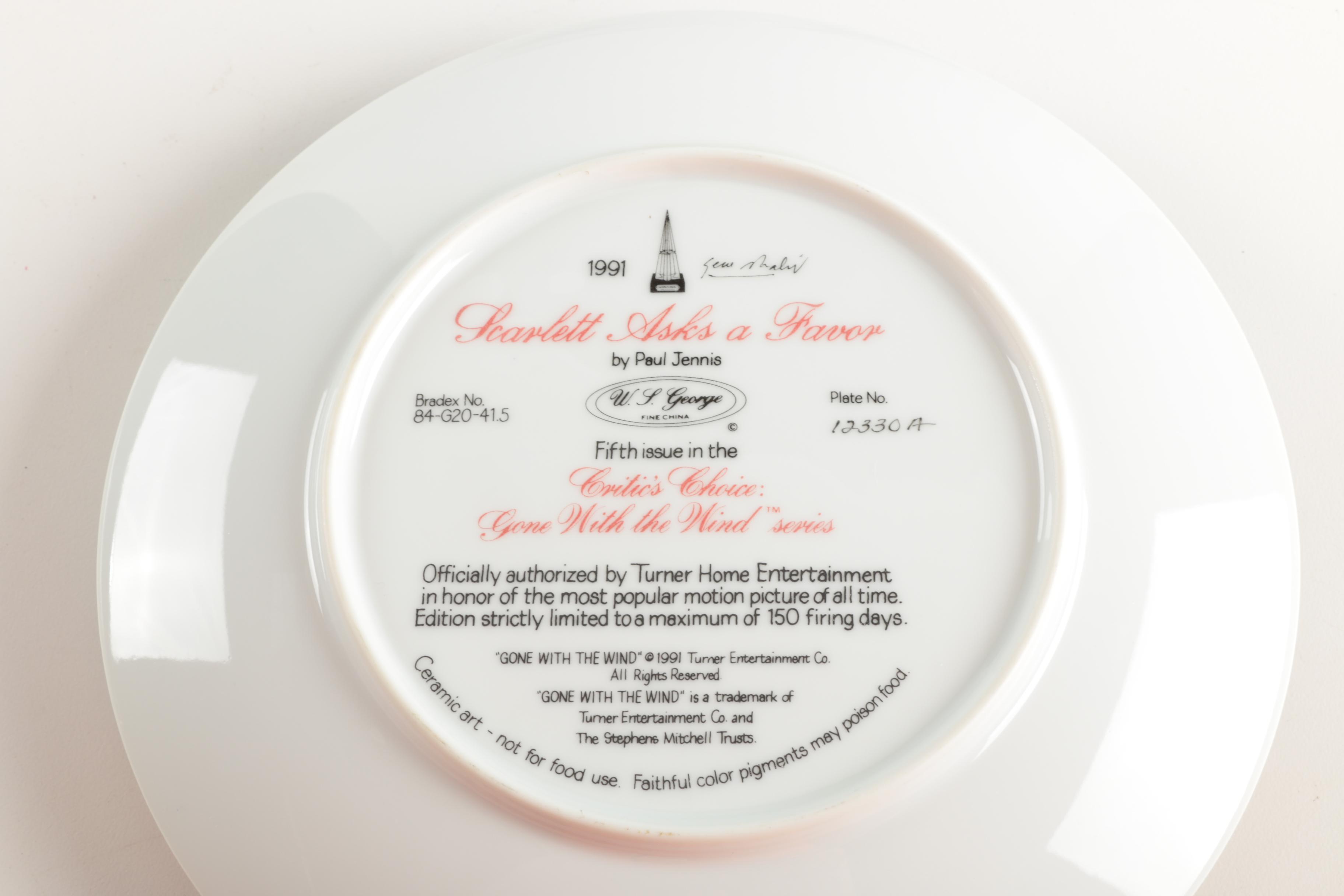 W.S. George "Gone With the Wind" Limited Edition Commemorative Plates