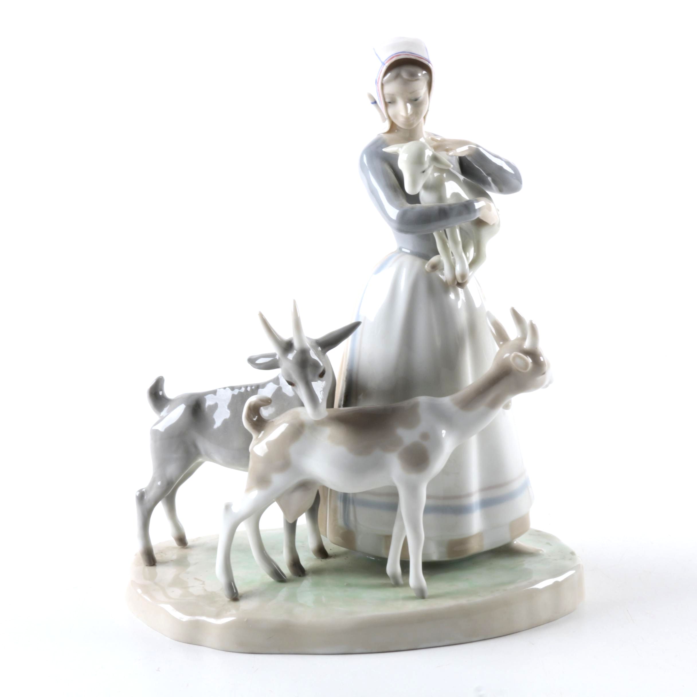 Lladró "Shepherdess with Goats" Figurine