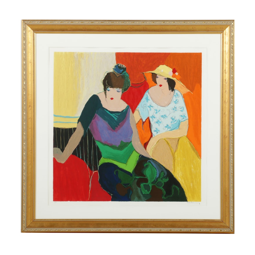 Itzchak Tarkay Limited Edition Serigraph on Paper "Intimacy"