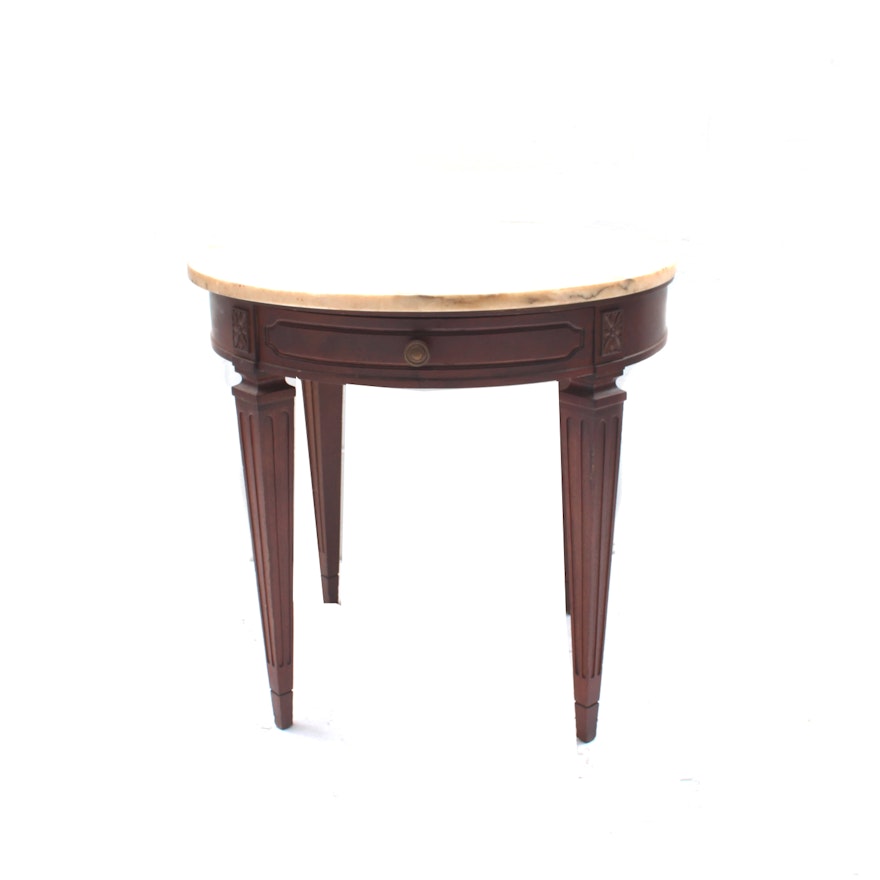 Vintage Marble Top Mahogany Accent Table