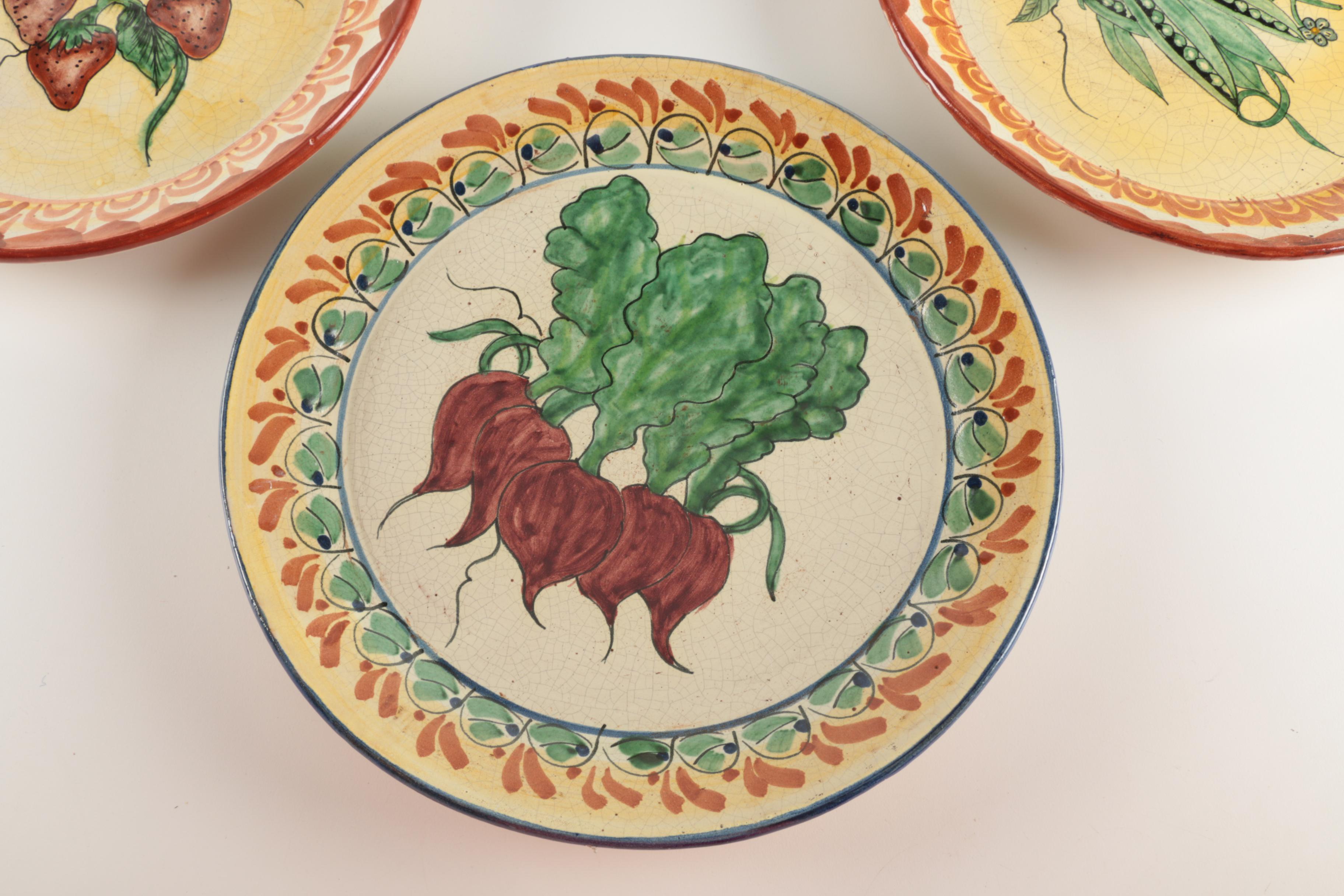 Decorative Glazed Terra Cotta Plates