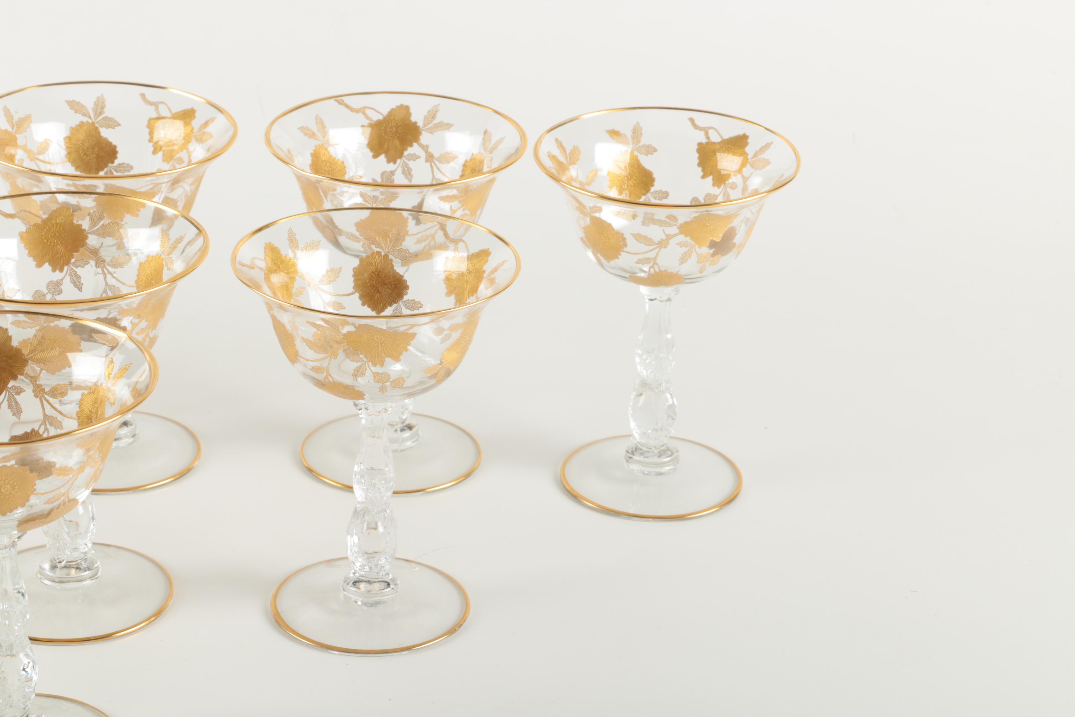 Cambridge "Wildflower" Champagne Saucers