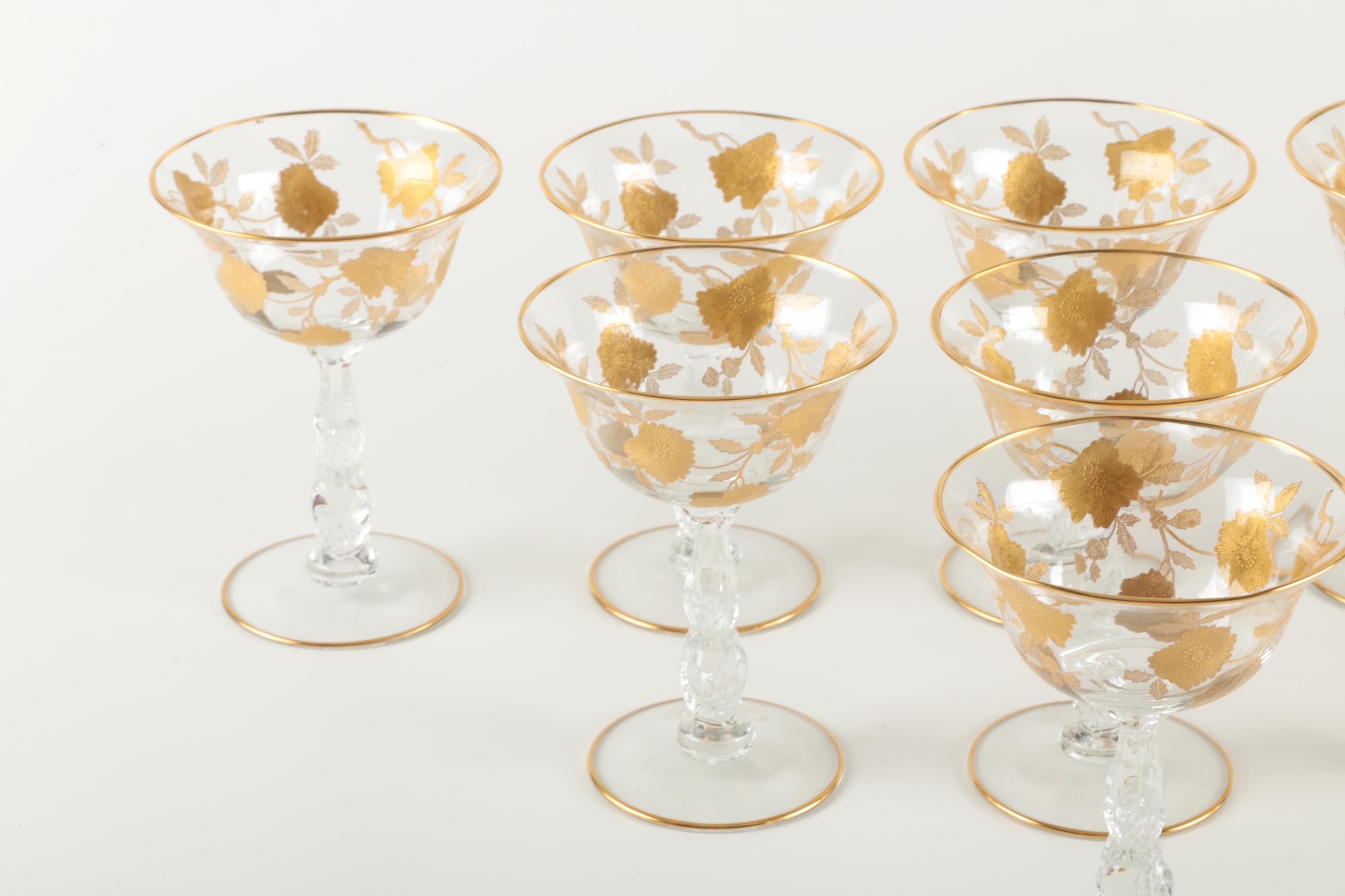 Cambridge "Wildflower" Champagne Saucers