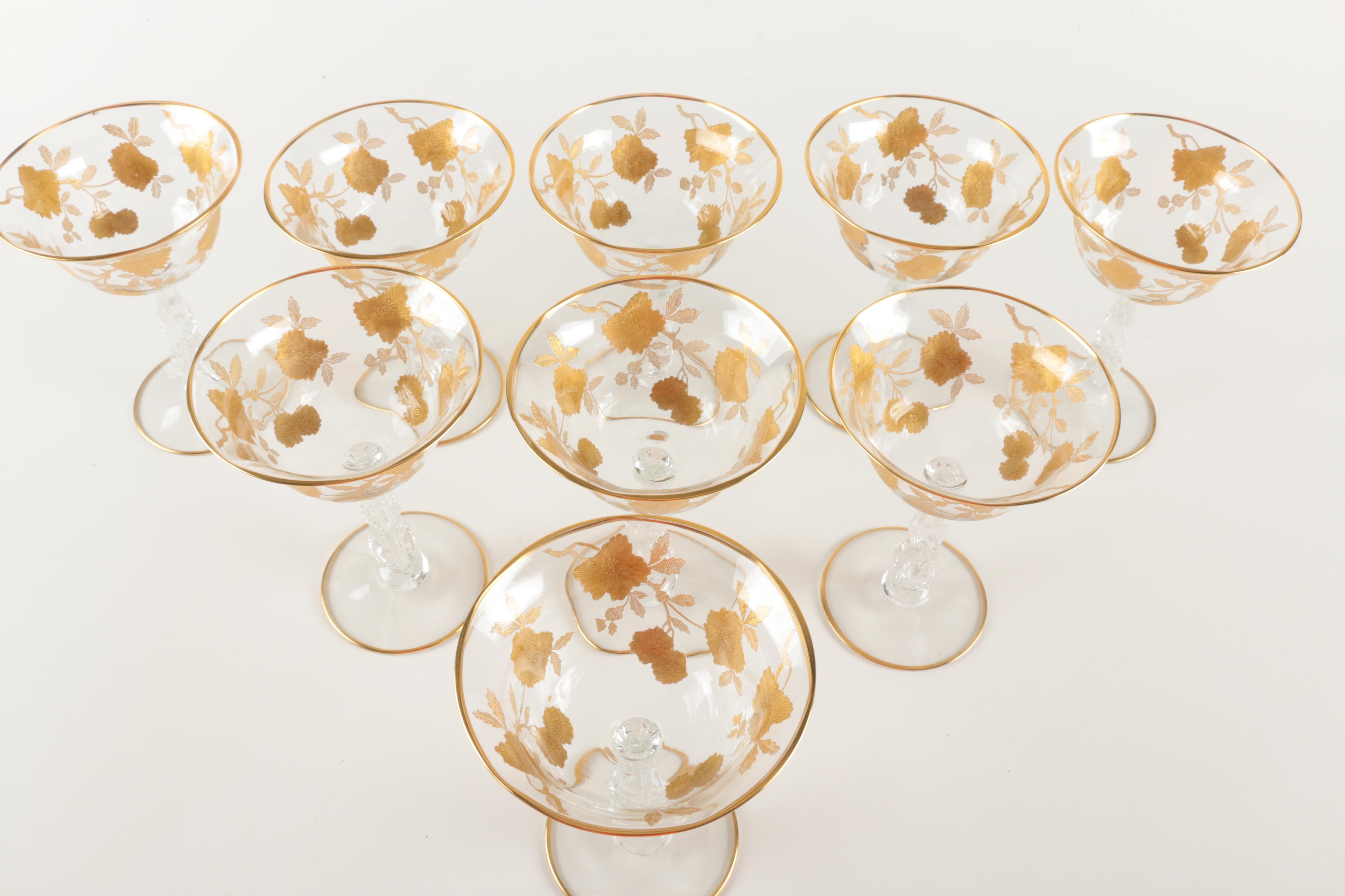Cambridge "Wildflower" Champagne Saucers