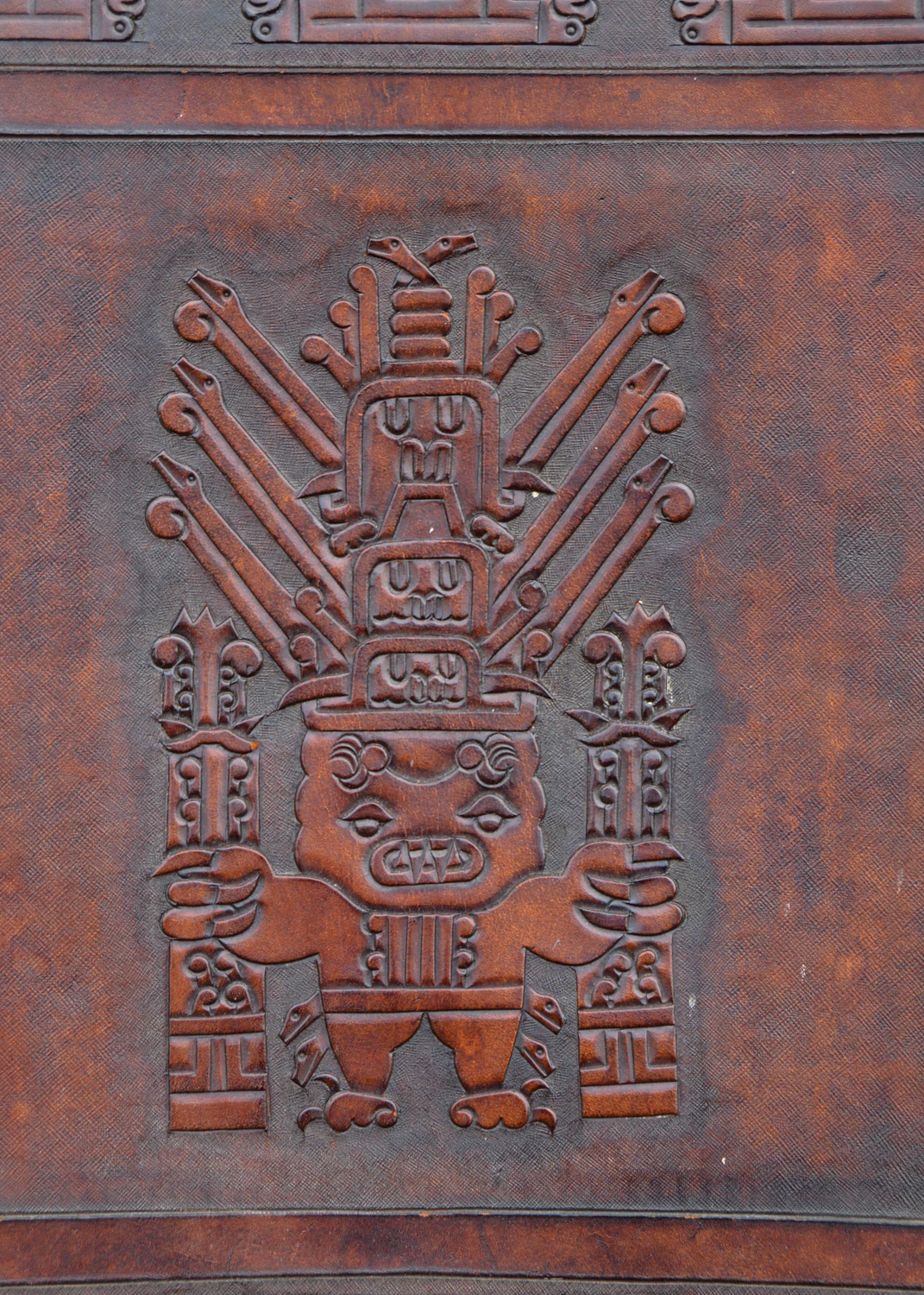 Mid-Century Peruvian Hand-Tooled Leather Folding Chairs