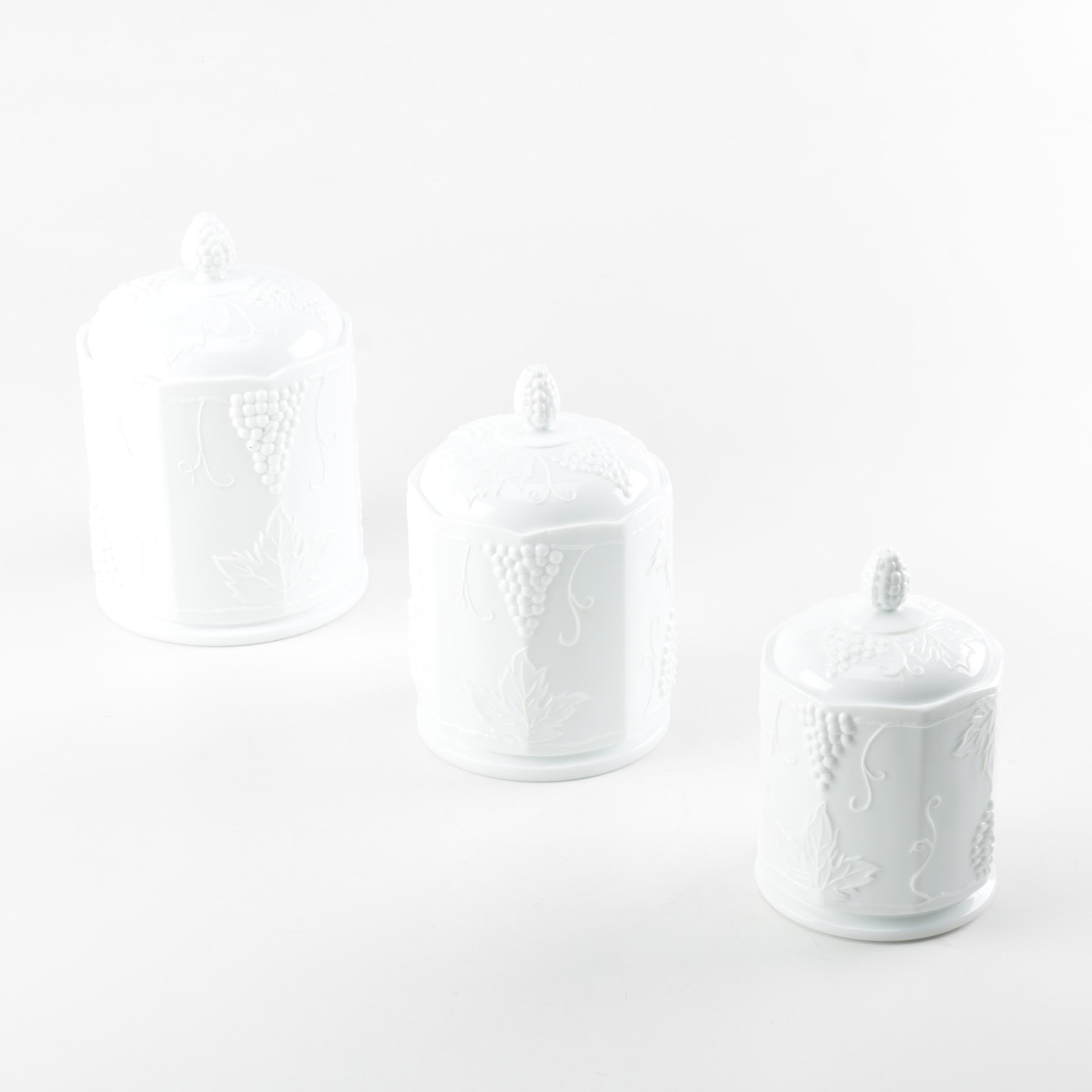 Graduated Milk Glass Canisters