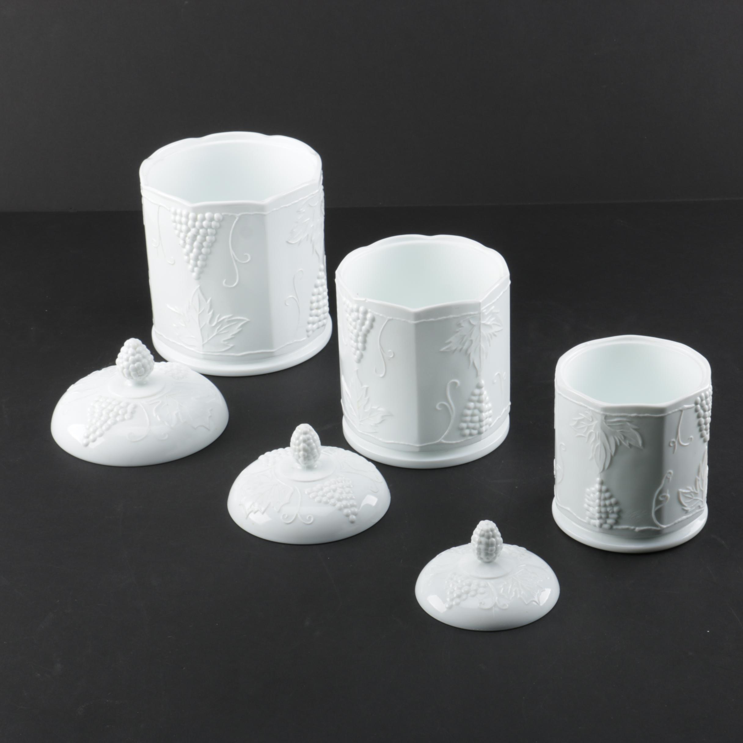 Graduated Milk Glass Canisters