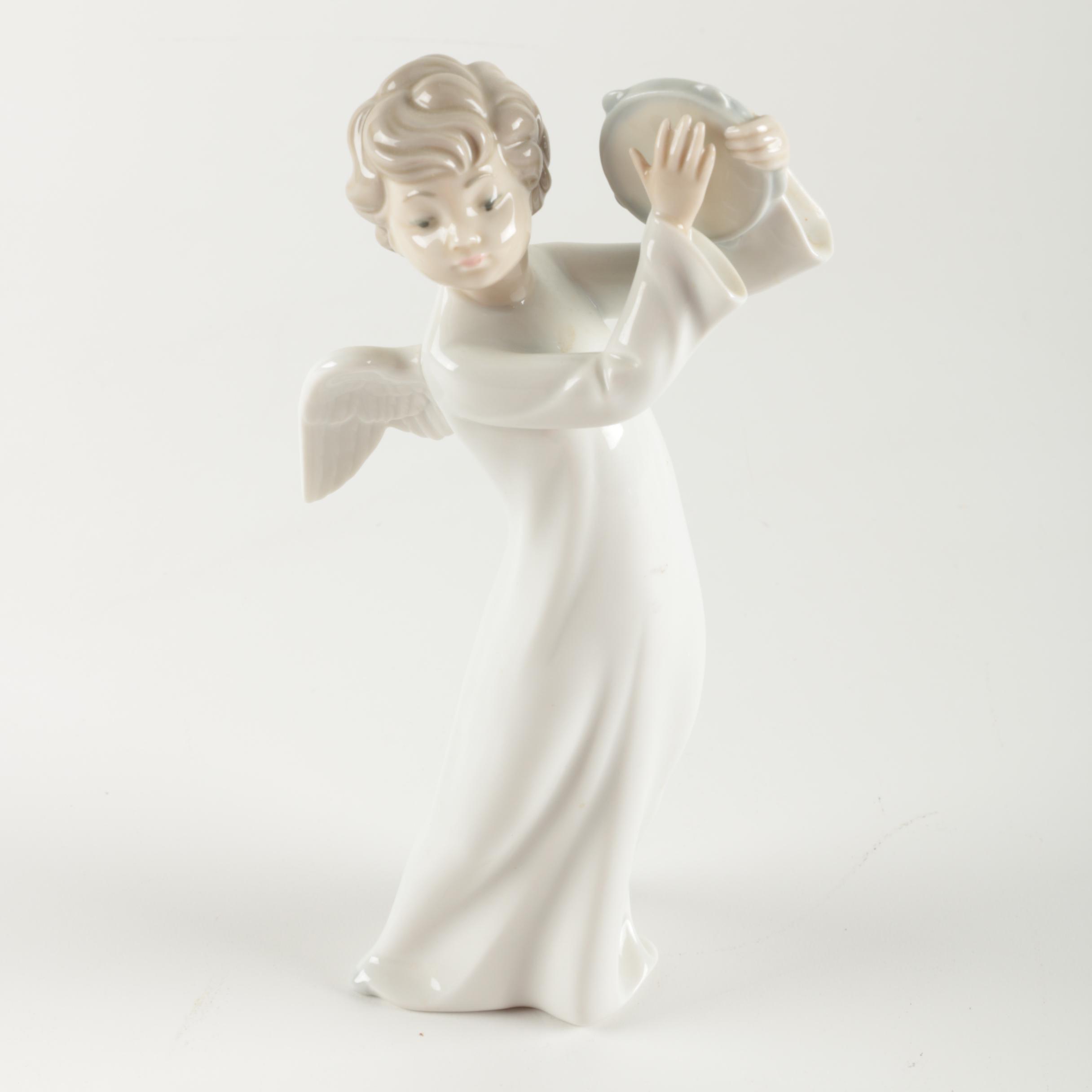 NAO Lladro "Angel With Tambourine" Figurine