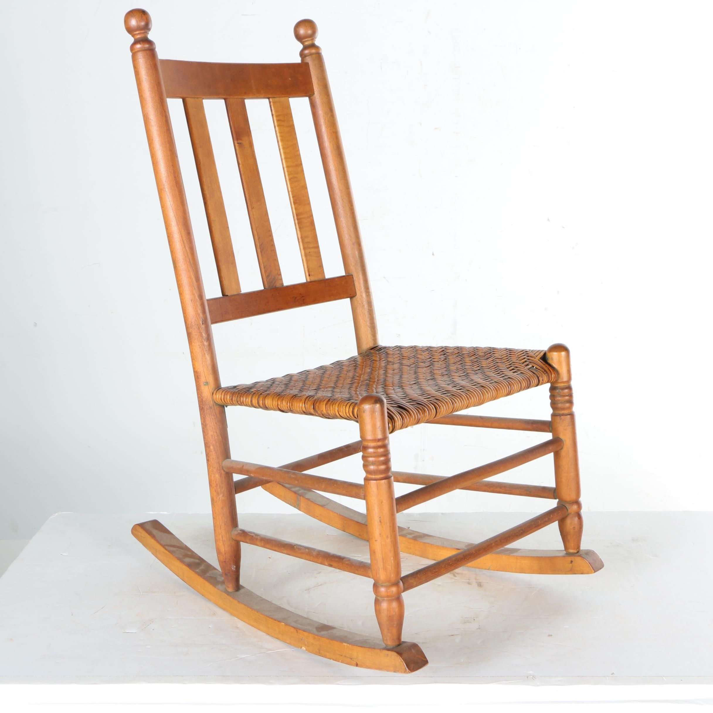 Wooden Rocking Chair with Woven Seat