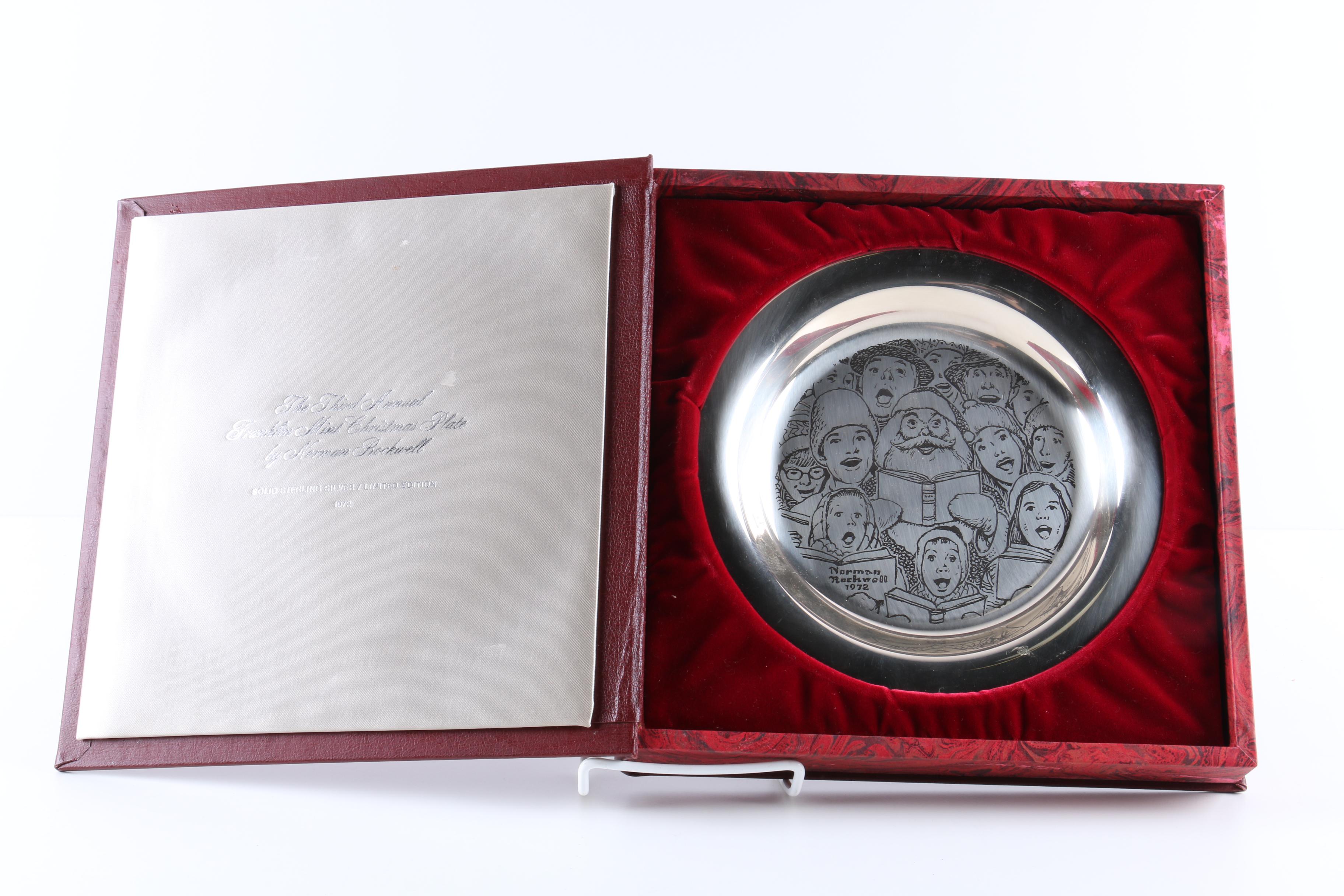 1972 Franklin Mint Limited Edition Sterling Silver Christmas Plate