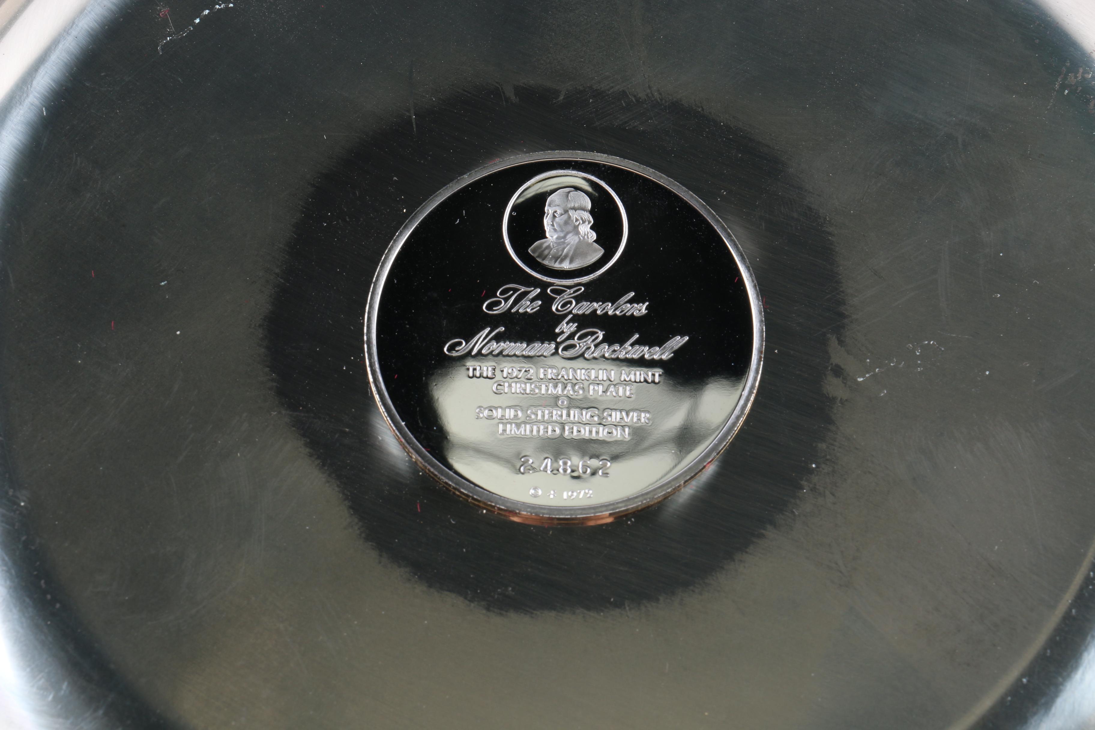 1972 Franklin Mint Limited Edition Sterling Silver Christmas Plate