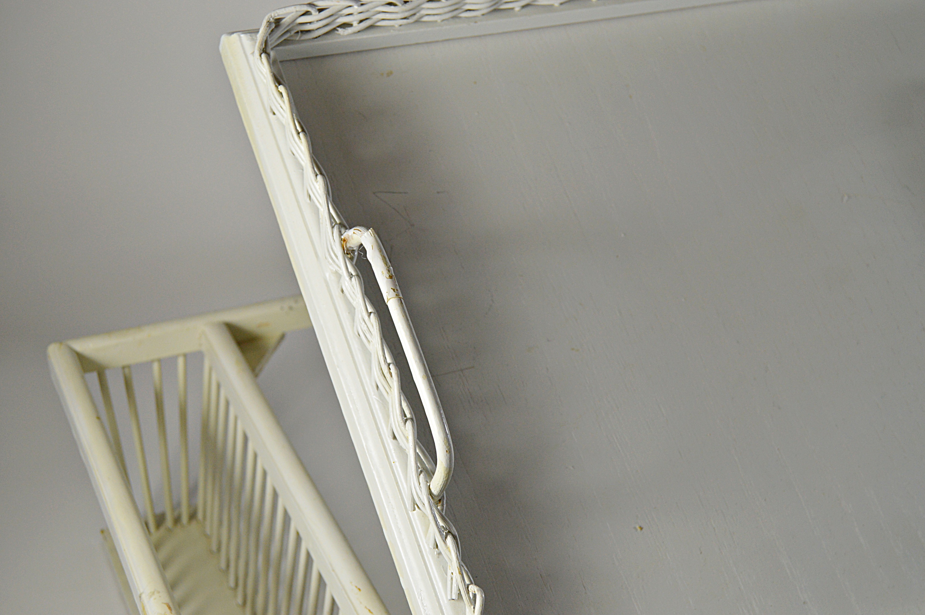 Vintage White Painted Wood Breakfast Bed Tray