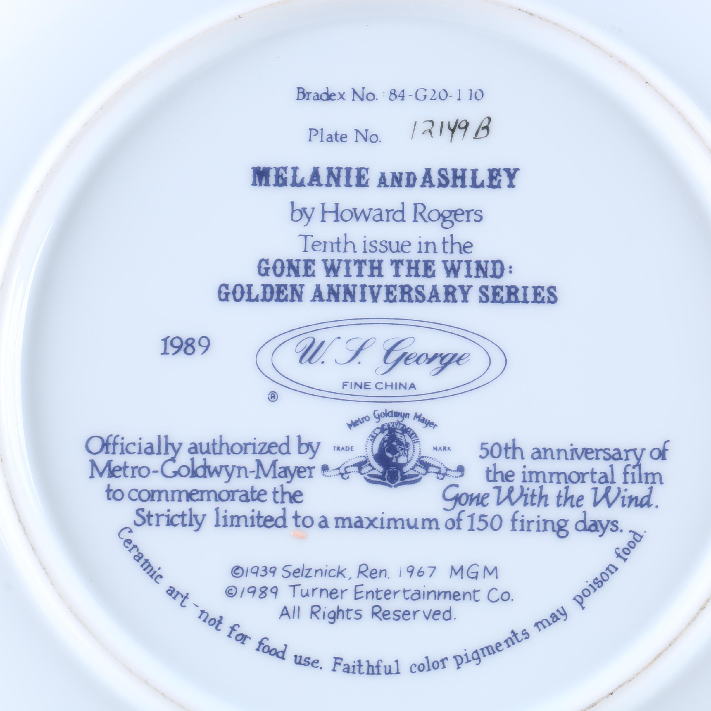W.S. George "Gone With the Wind" Limited Edition Commemorative Plates