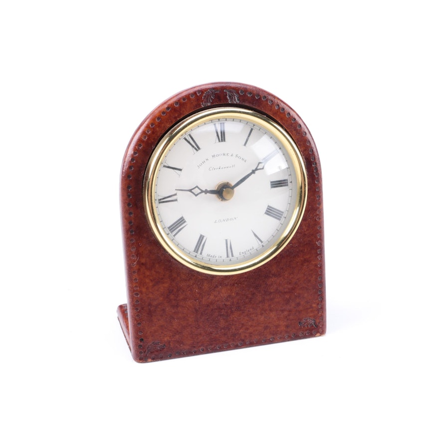 John Moore & Sons Clerkenwell Leather Desk Clock