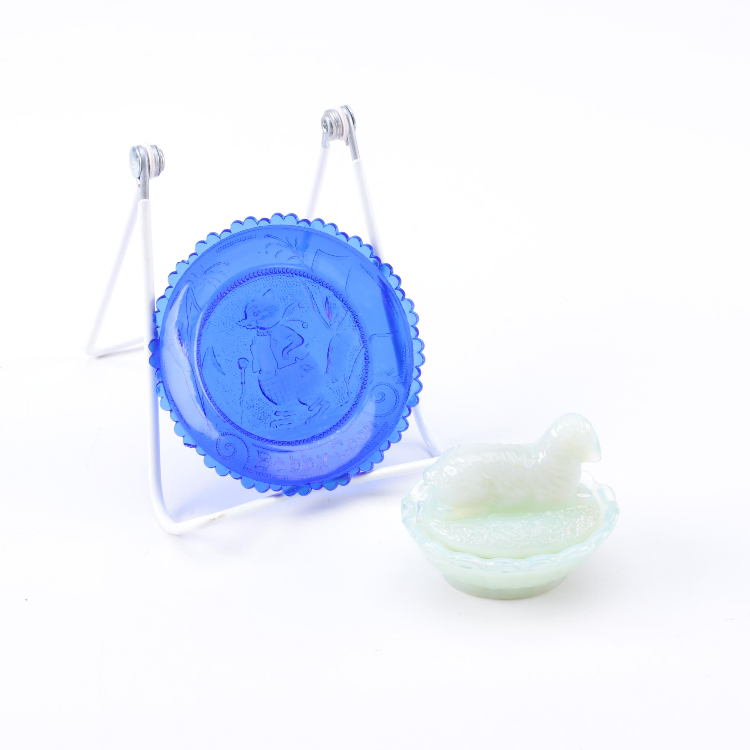 Pair Colored Art Glass Dishes