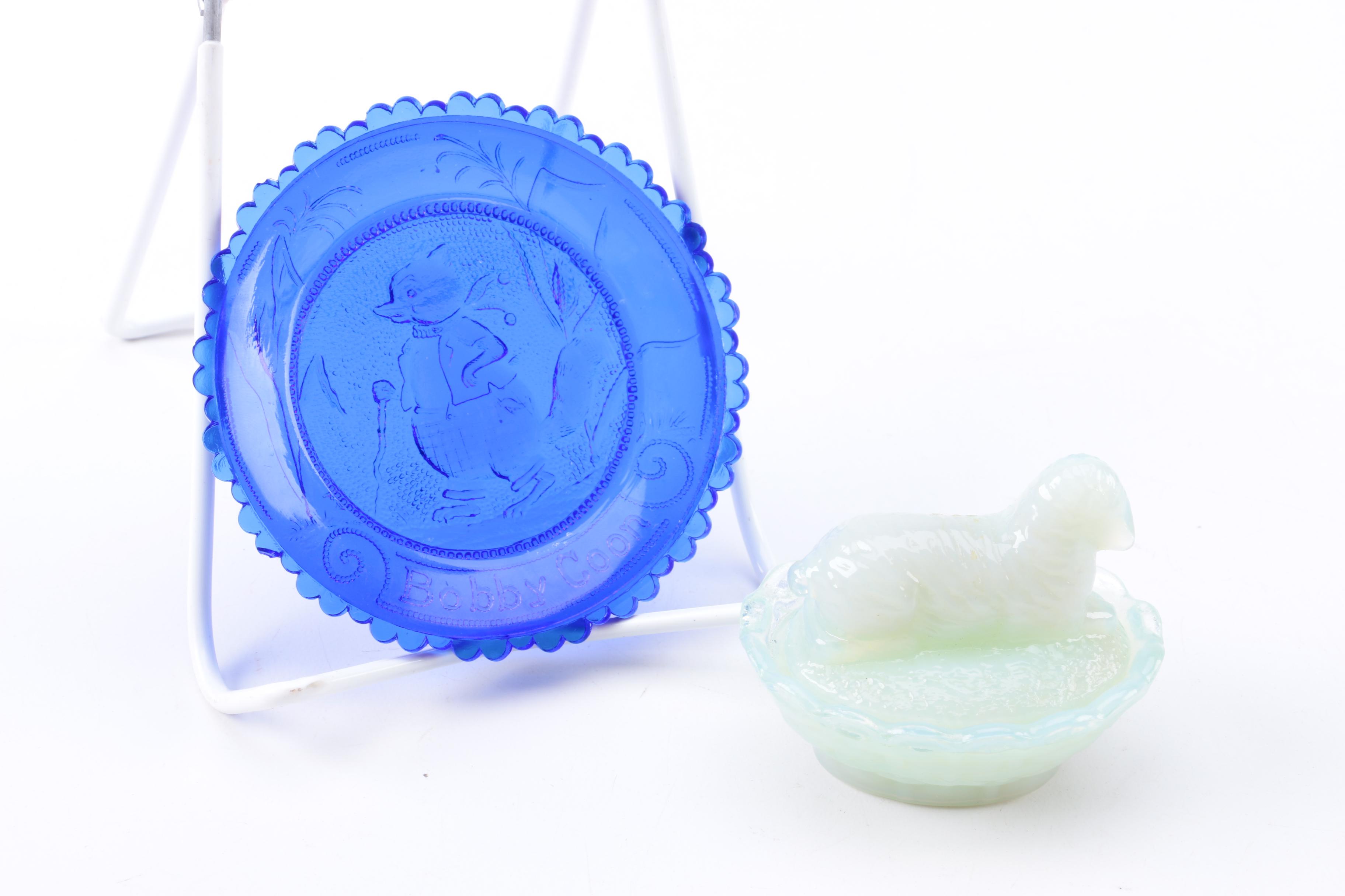 Pair Colored Art Glass Dishes