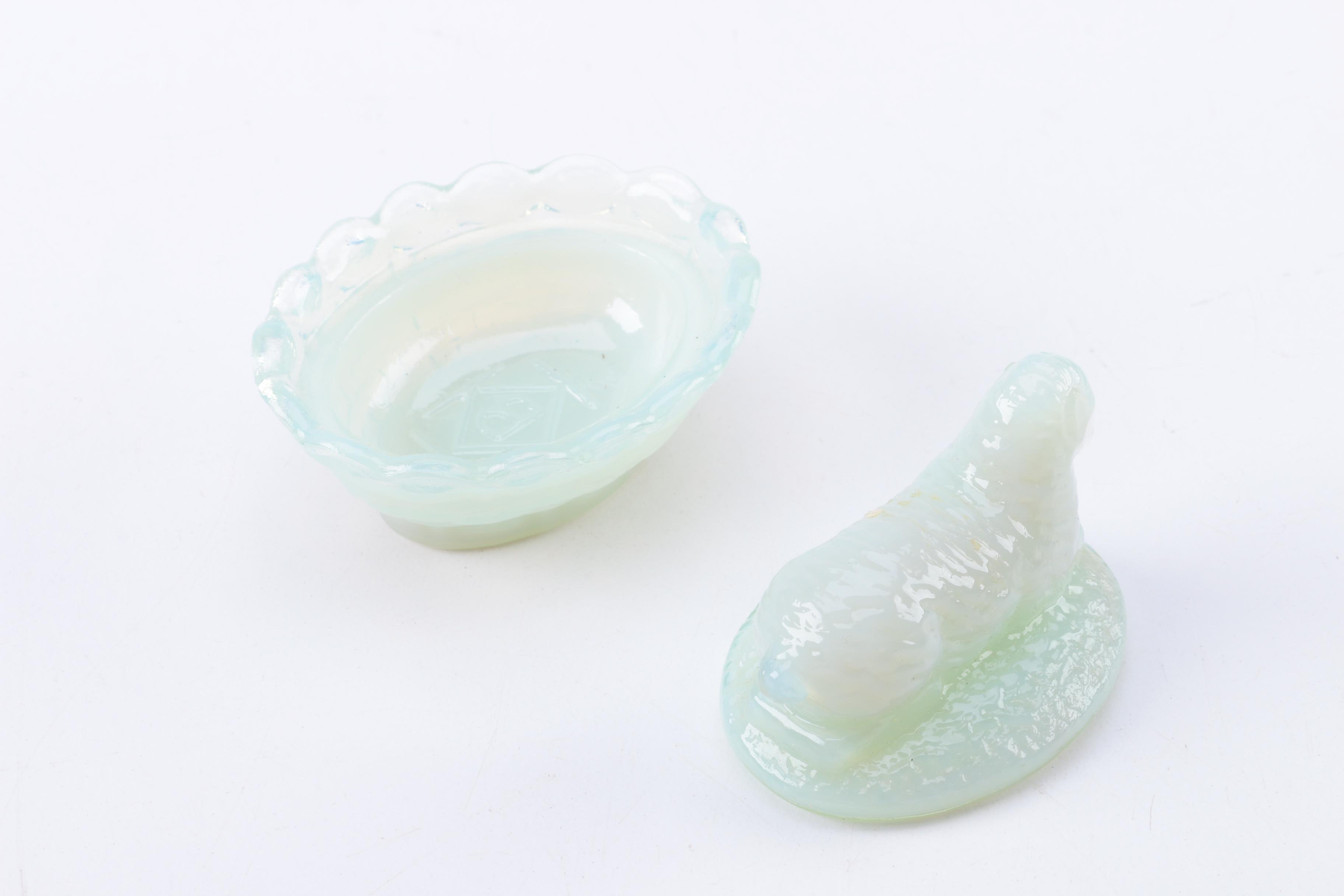 Pair Colored Art Glass Dishes