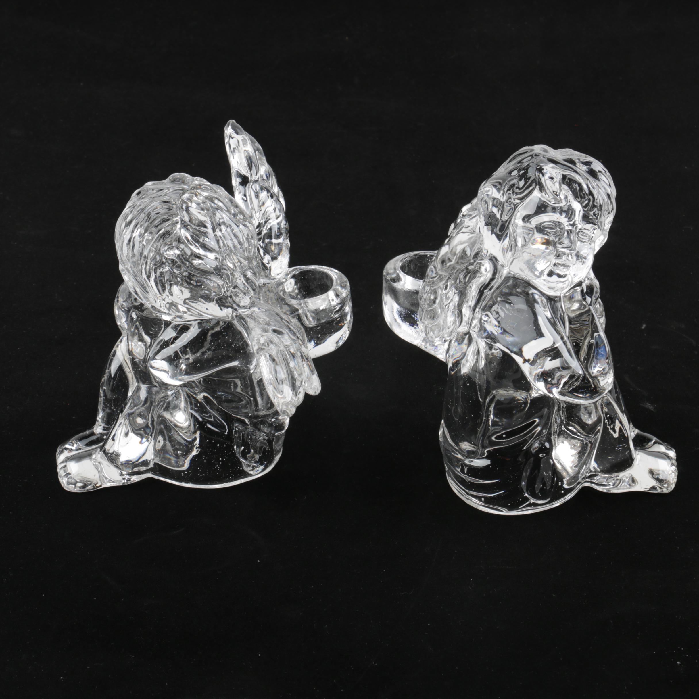 Waterford Crystal Cherub Figurines and Glass Cherub Candleholders